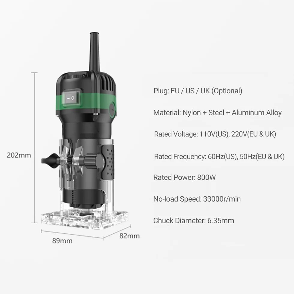 Hancaner Frezarka do drewna 800 W 0-33 000 obr./min 6 zmiennych prędkości 15 części 1/4 zacisk 6,35 mm