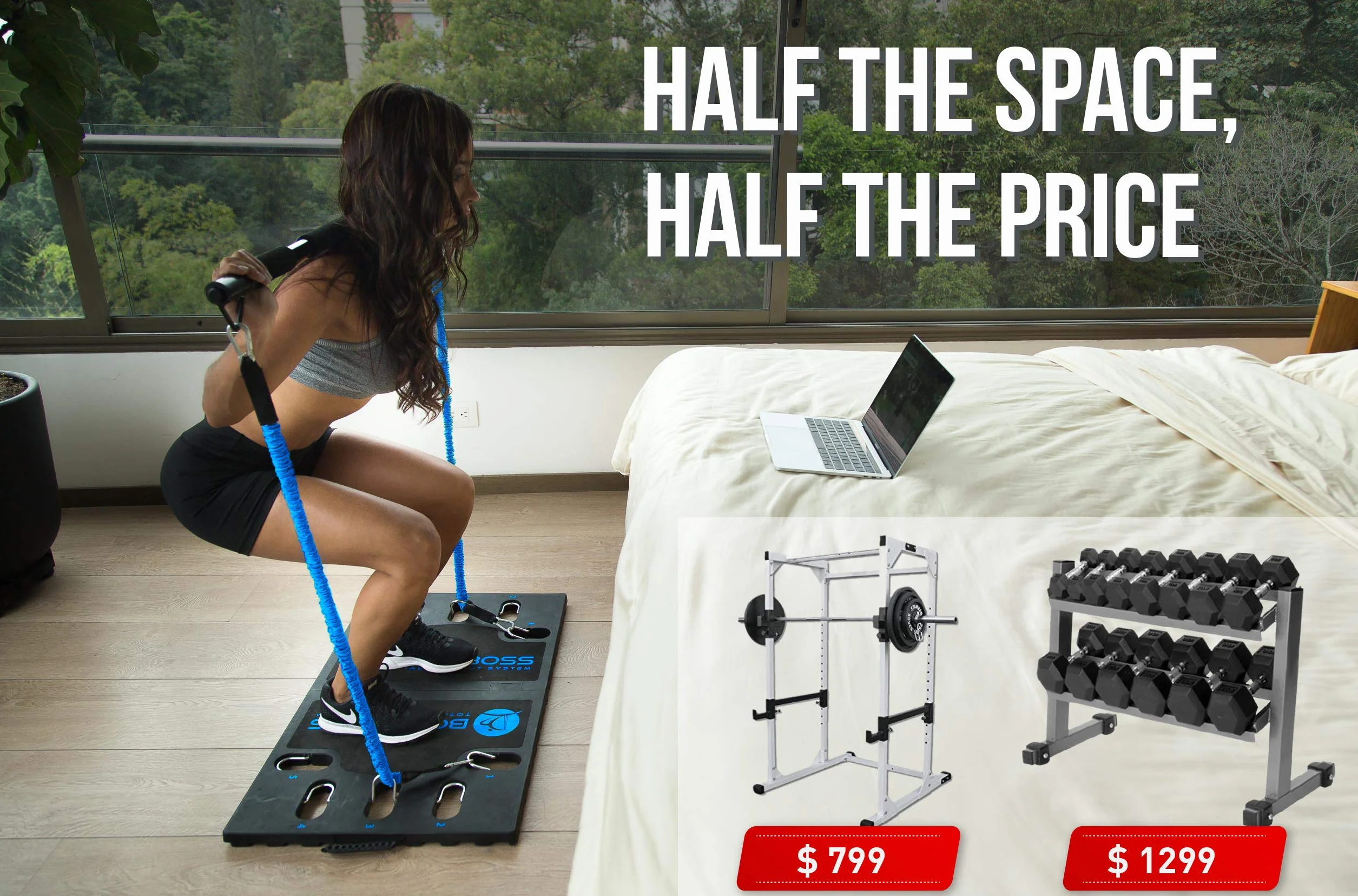 BodyBoss Home Gym 2.0 - W pełni przenośny pakiet ćwiczeń domowych na siłownię