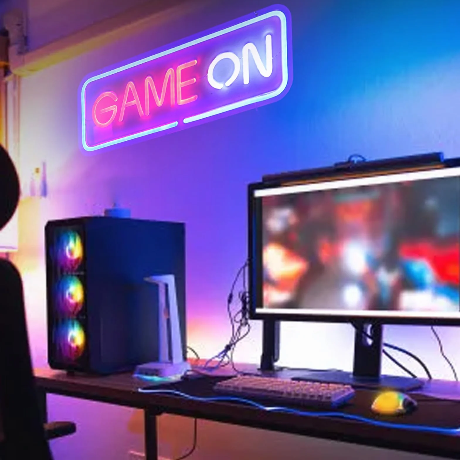 Gaming Neon Znak LED Kolorowa Loda z Hakiem do Wystroju ściennego Dimmable