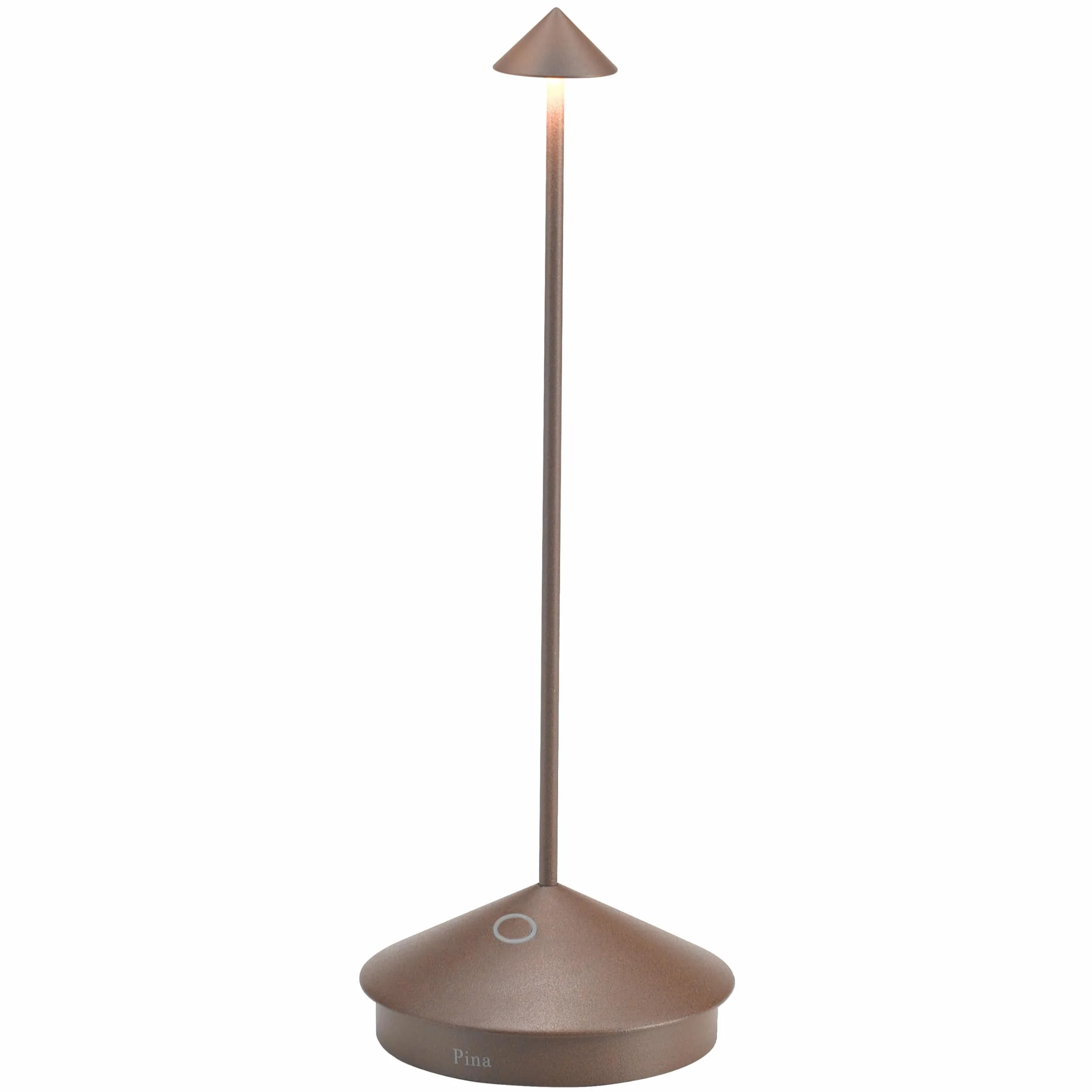 Zafferano, Lampa Pina, Bezprzewodowa Zasilana Akumulatorowo Lampa Stołowa ze Sterowaniem Dotykowym, do Użytku Wewnętrznego i Zewnętrznego, Ściemniacz, 2200-3000 K, Wysokość 29 cm, Kolor Corten