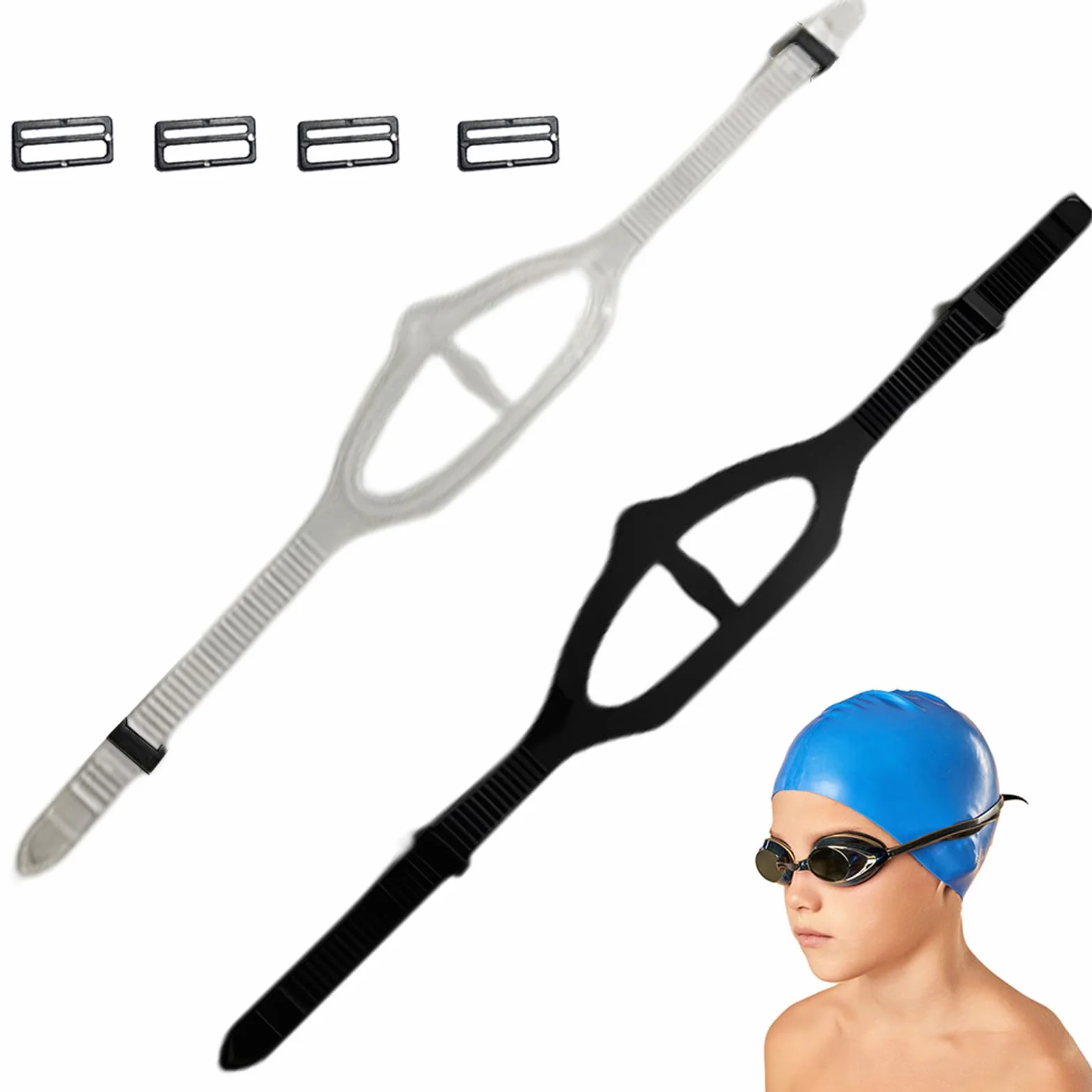 Faderr 2 szt. silikonowy pasek do maski do nurkowania, wymienny uniwersalny pasek do maski, gogle pływackie, okulary, silikonowy pasek, opaska na głowę, akcesoria do nurkowania, pływania, snorkelingu