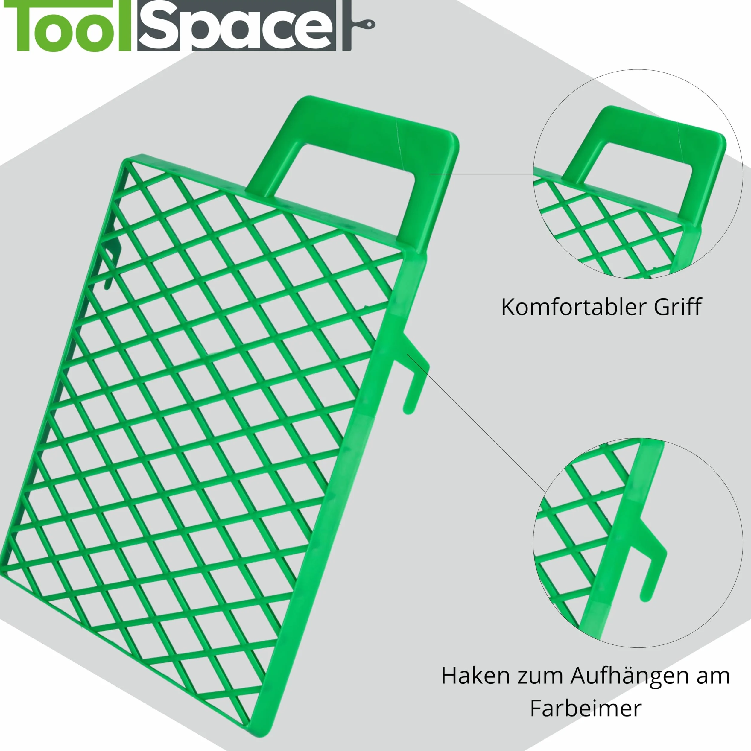 ToolSpace 10x Kratka Malarska 21 x 25,5 cm - Zielony - Wytrzymaly plastik, Kratka zgarniająca do farb, Kratka ociekowa mała, Do wałków malarskich, Krata malarska, Odciskanie nadmiaru farby