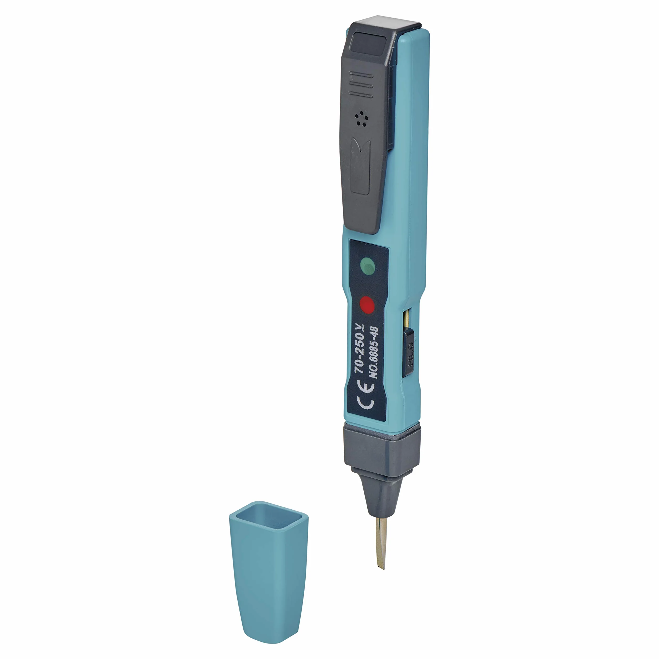 EMOS M0048 bezdotykowy tester napięcia, mini tester napięcia ze wskaźnikiem polaryzacji, 0 V-250 V/AC/DC/baterie w zestawie