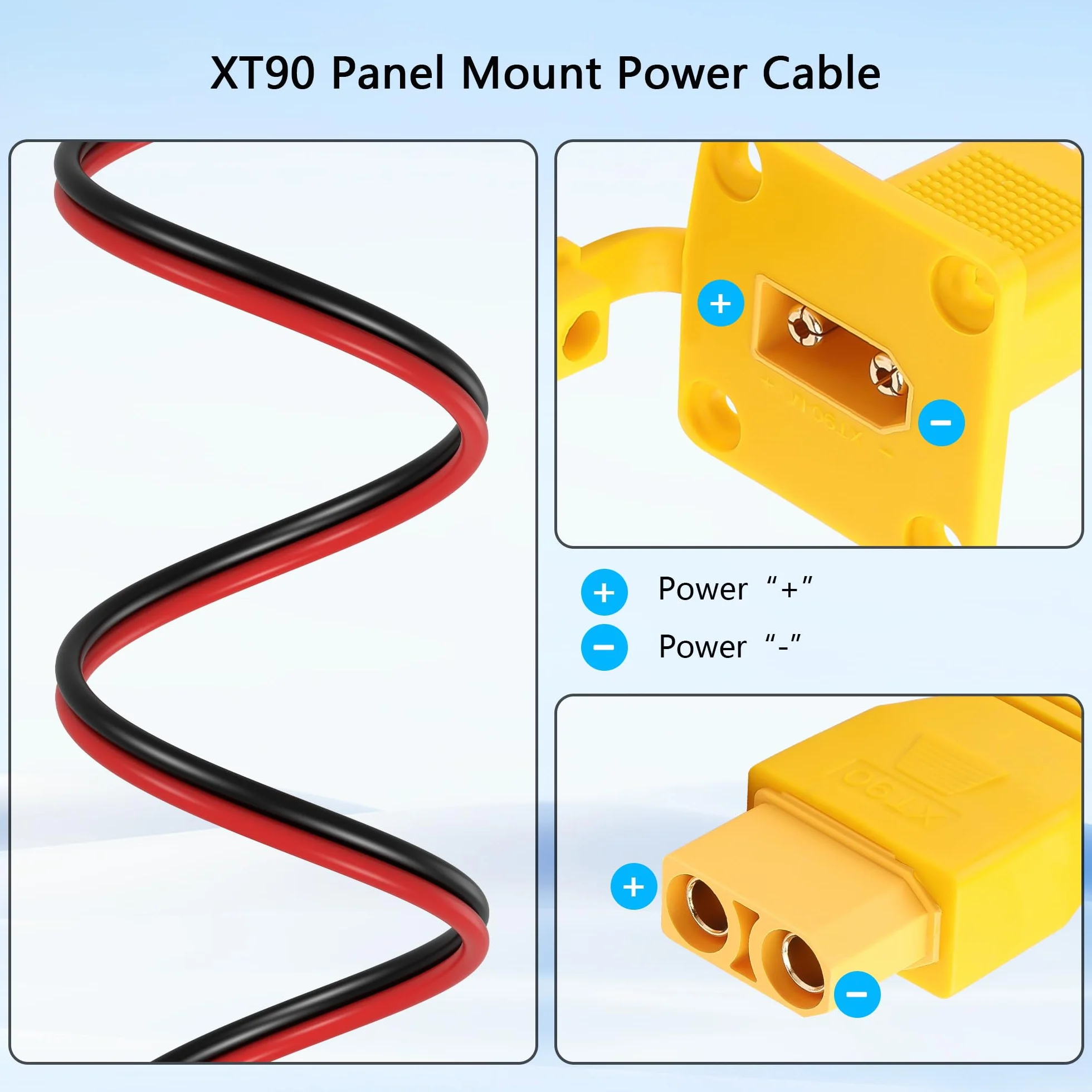 GINTOOYUN XT90 Kabel zasilający 10AWG męski na żeński panel instalacyjny 1 m