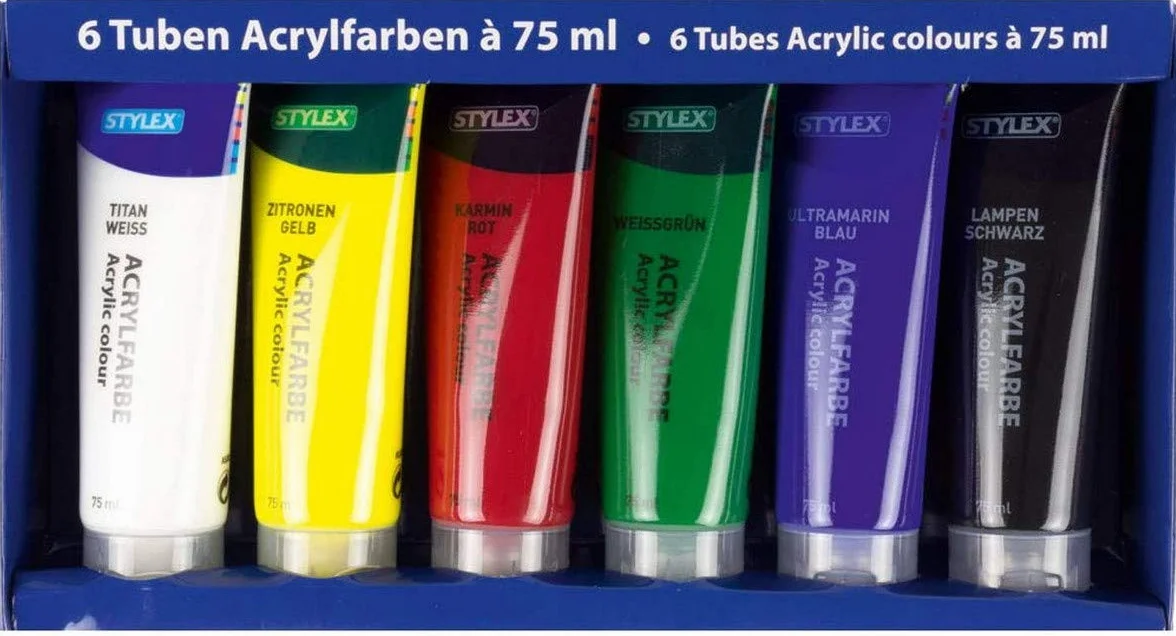 Farby akrylowe Stylex 28653 6x75 ml matowe wodoodporne szybkoschnące