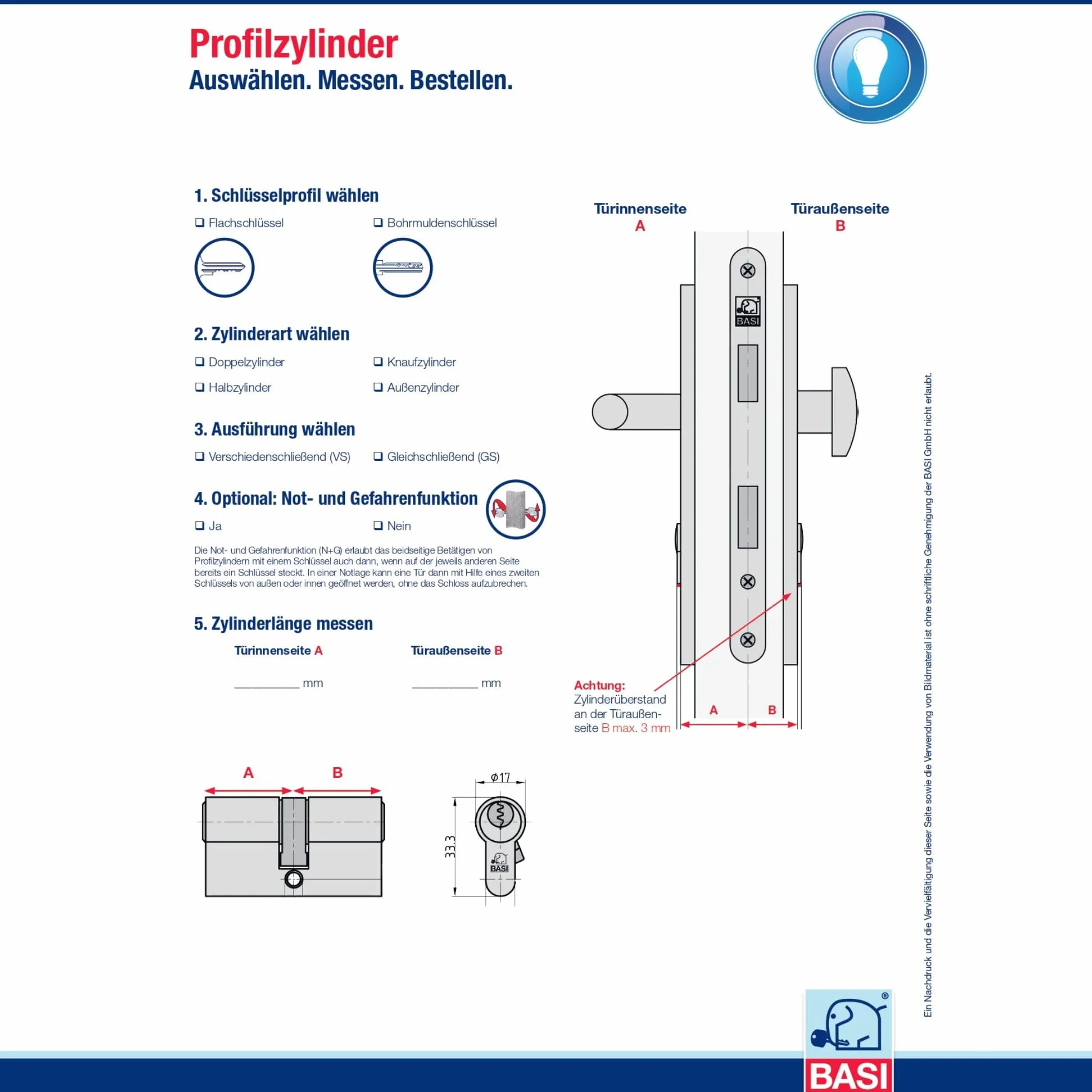 BASI V55 profilowany podwójny cylinder 35/35 mm zamek bębenkowy z 5 kluczami dwustronnymi i kartą kodową ochrona przed wierceniem