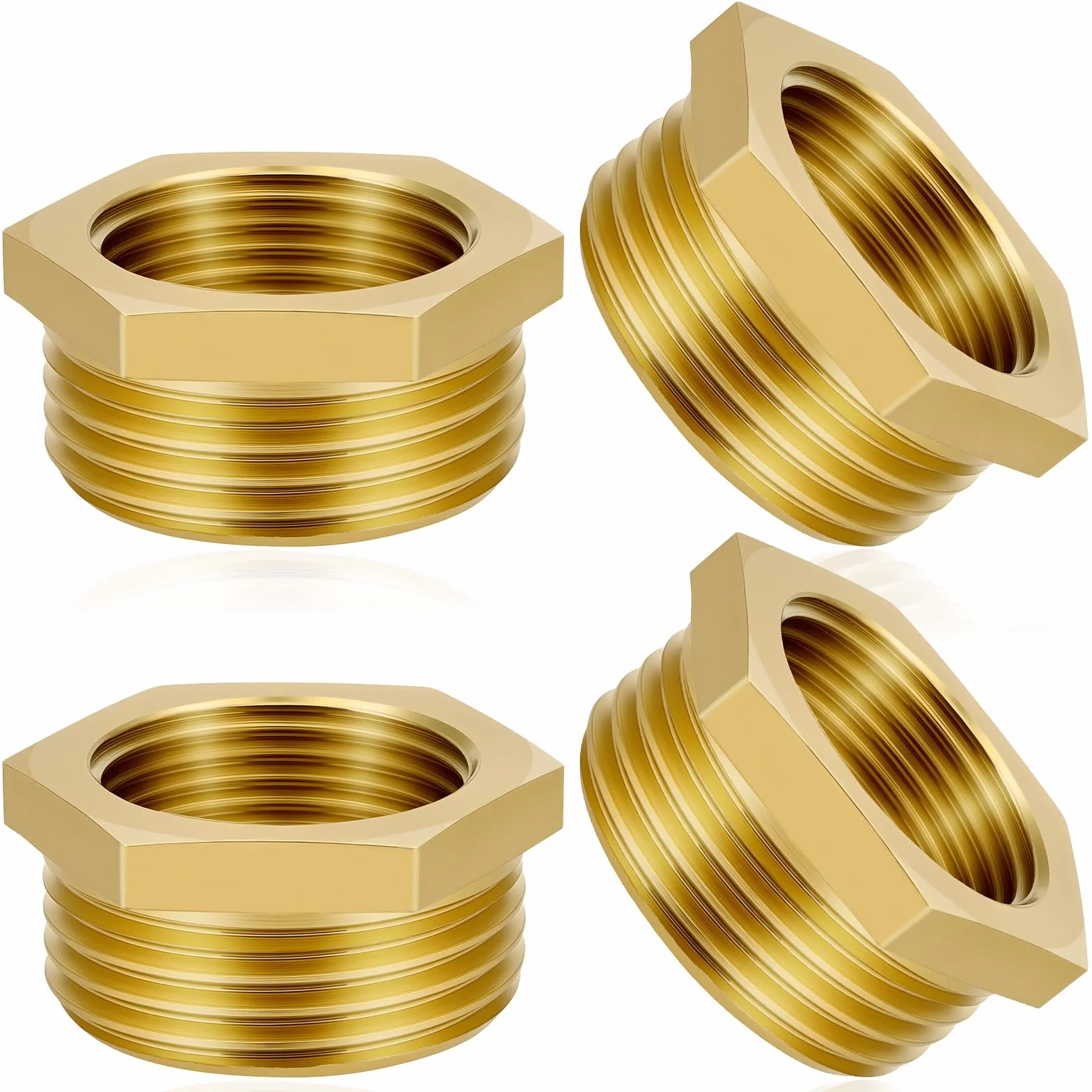 Flintronic 4 sztuki mosiężnych złączek redukcyjnych 1/2 do 3/8 cala, gwint zewnętrzny 20,5 mm do wewnętrznego 15,5 mm