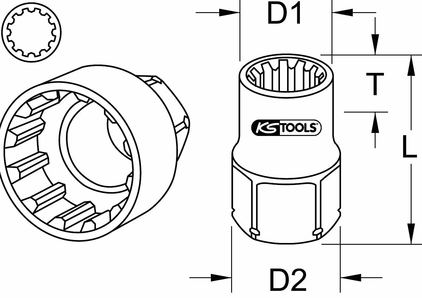 KS Tools 916.4074 Gniazdo przelotowe 19 mm TRIPLE+ 24mm