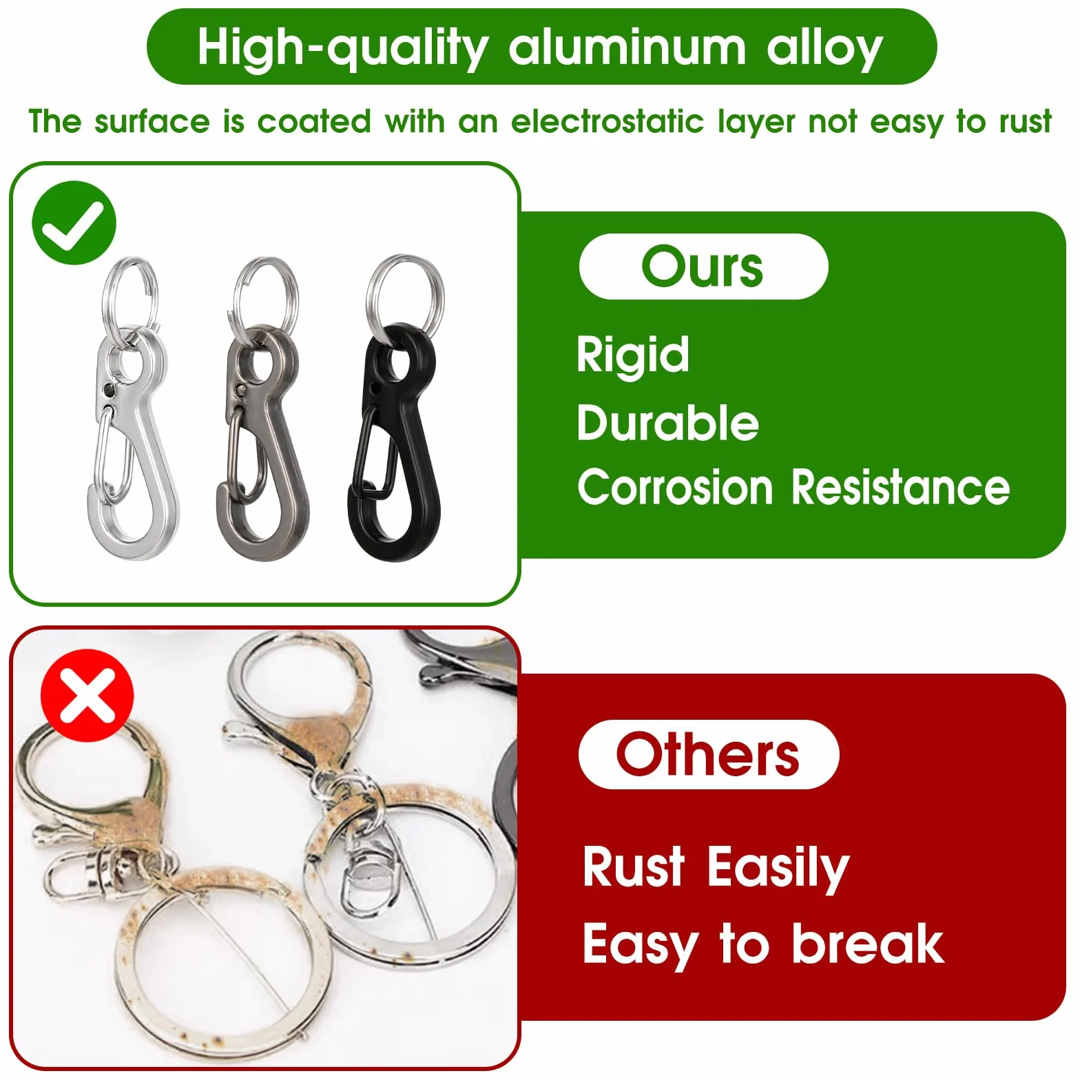 Mini Carabiner Caribeana 12 szt. Małe metalowe klipsy do kluczy 2,5 cm 3 kolory