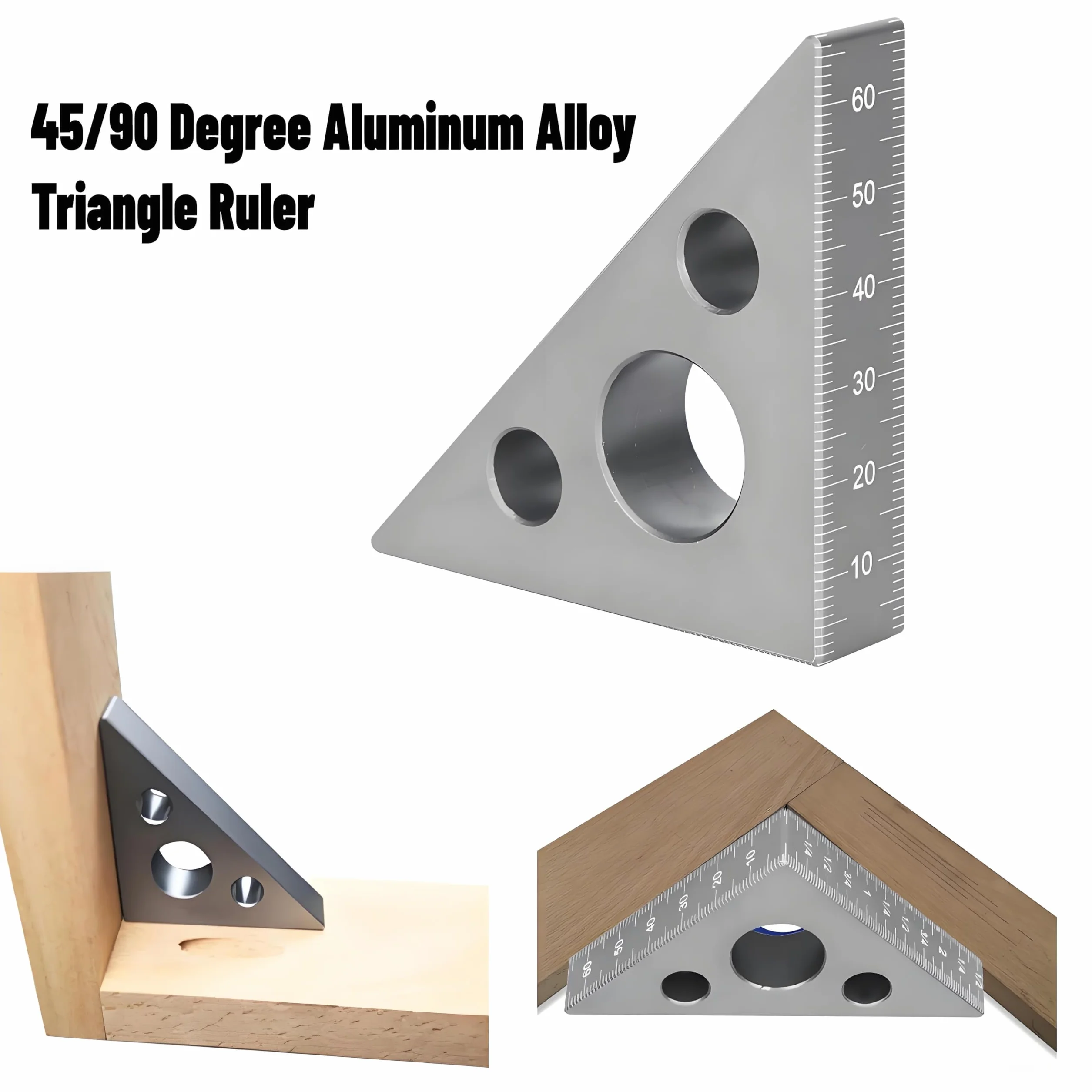 Linijka trójkątna ze stopu aluminium 45/90° do obróbki drewna