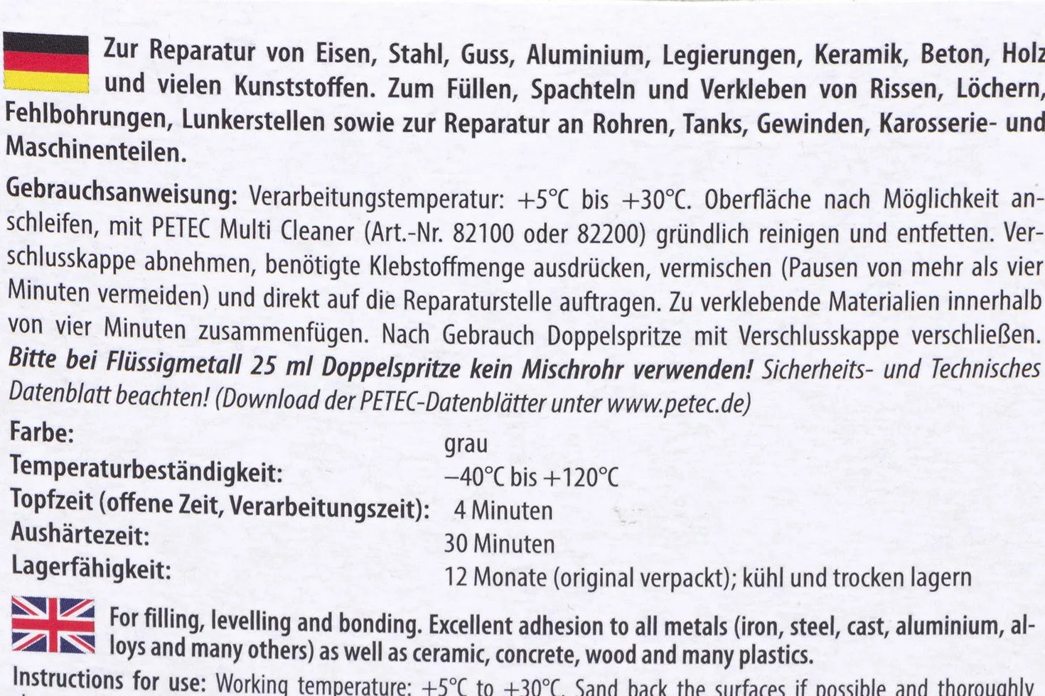 Petec płynny metal SB karta 2-komponentowa żywica epoksydowa 25 ml