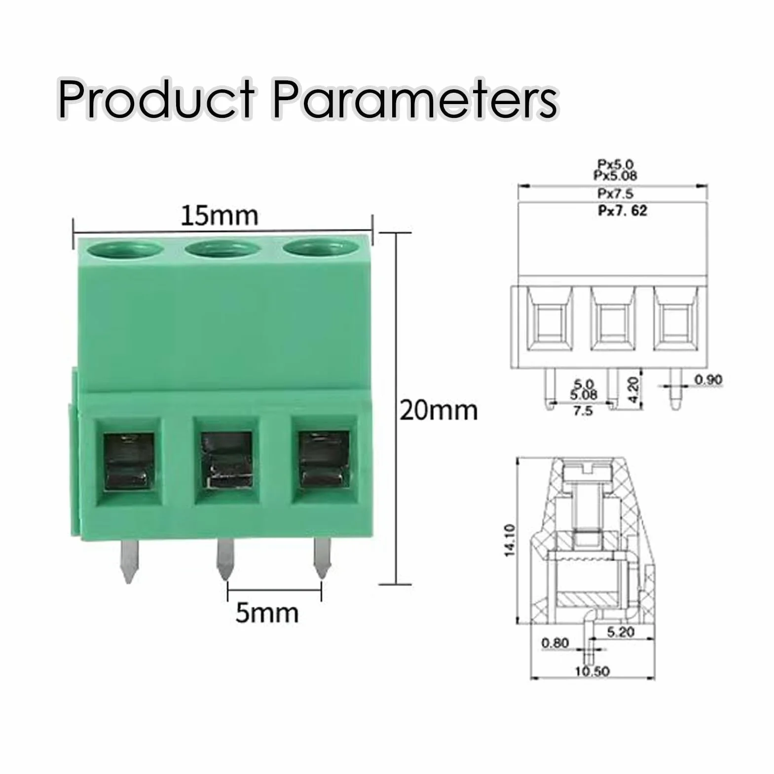 Złącza terminali śrubowych 5,08 mm 2-pinowe 5 mm 3-pinowe do PCB Arduino DIY zestaw
