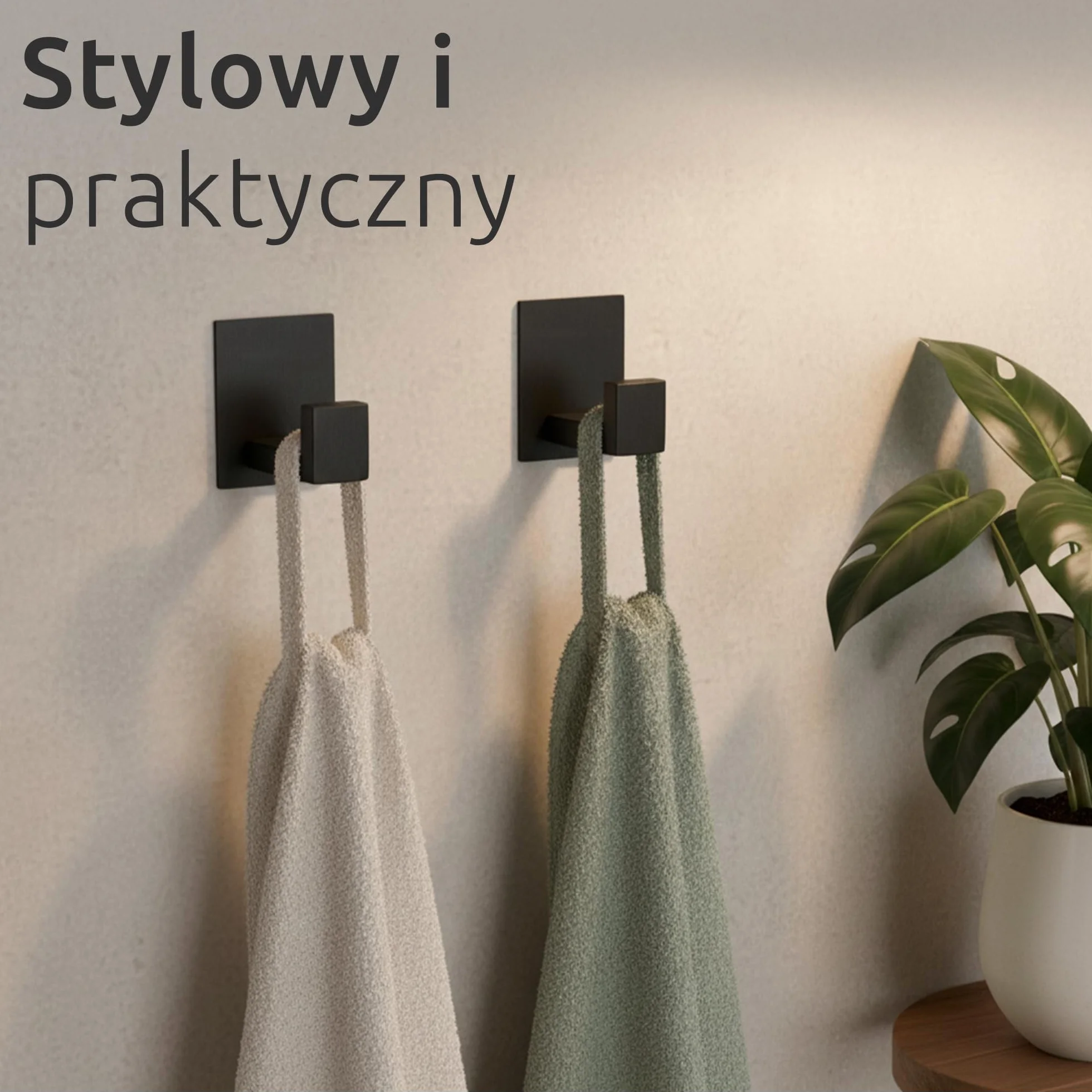 ECENCE Samoprzylepne haczyki na ręczniki ze stali nierdzewnej czarne, uchwyty ścienne bez wiercenia