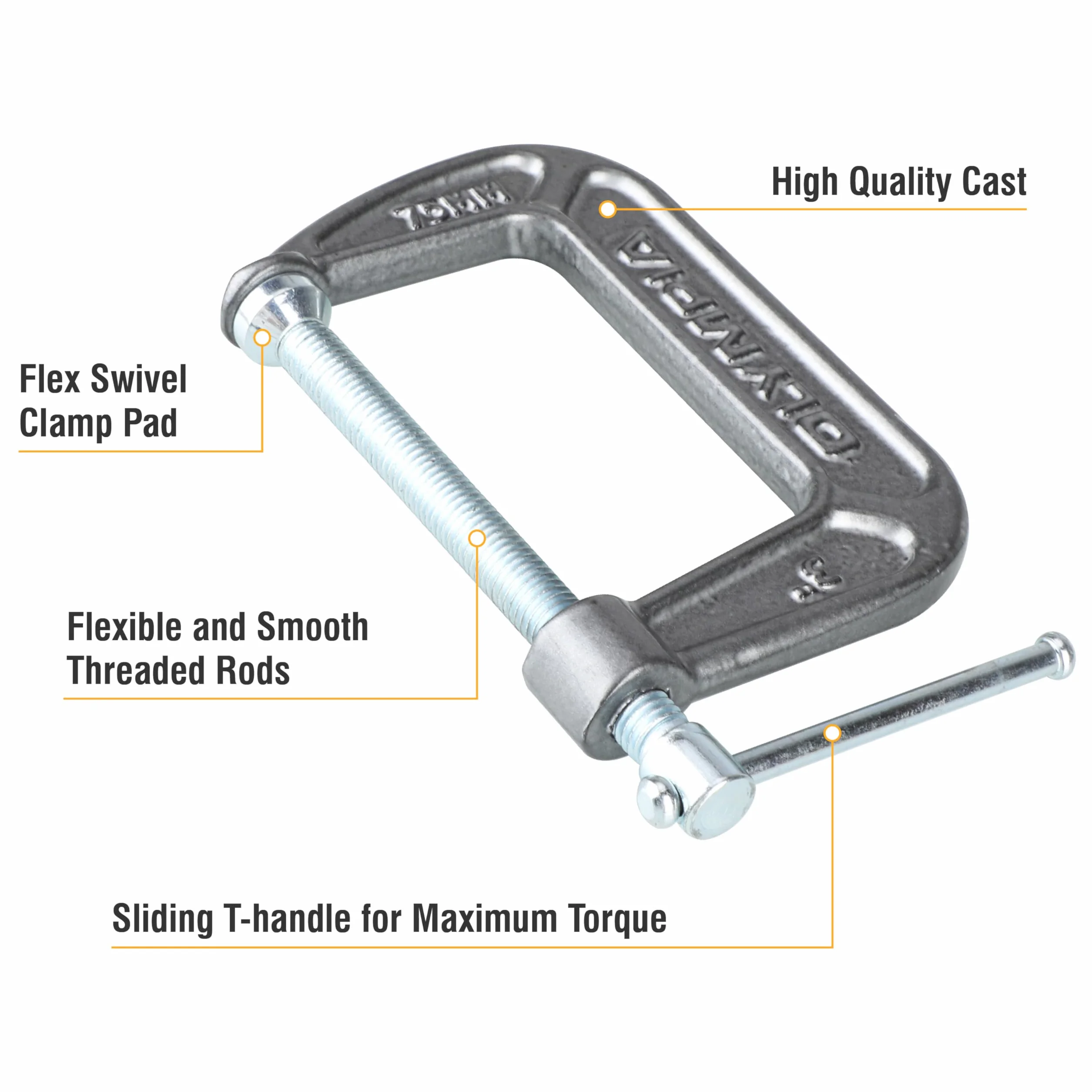 Olympia Tools Zaciski typu C żeliwne 7.6 cm 3 szt