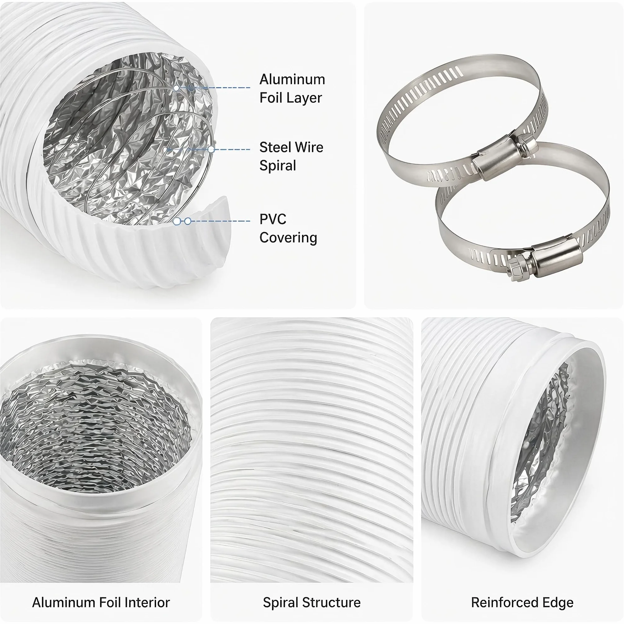Wąż wentylacyjny aluminiowy elastyczny 2 m 100 mm do suszarki Home Vent