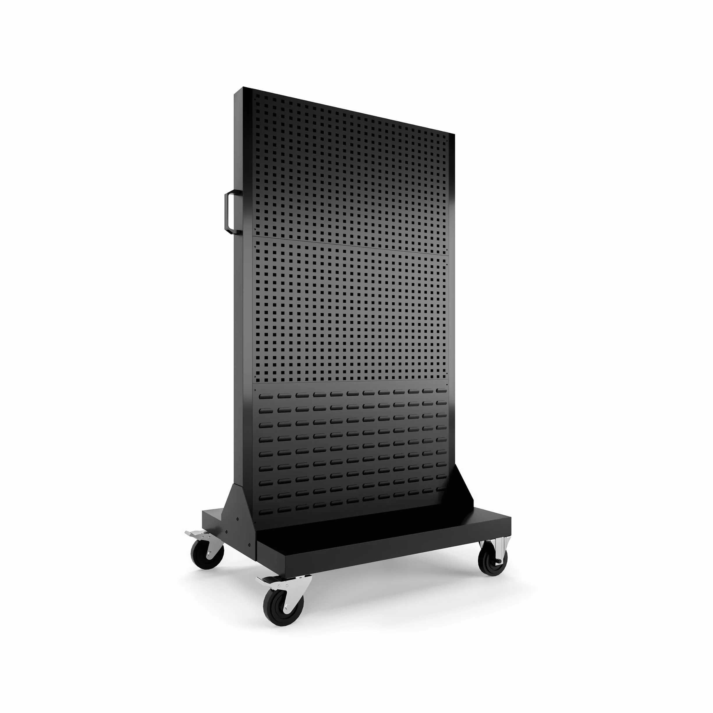 Ścianka Warsztatowa Metalowa Perforowana na Kółkach 155,5 cm x 96,5 cm x 61 cm Czarna