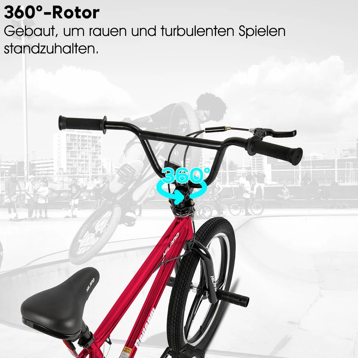 Hiland rower dziecięcy BMX 20", 3, 5 szprych, dla chłopców i dziewczynek w wieku od 7 do 13 lat, freestyle 360 stopni, 4 pegi, rower BMX