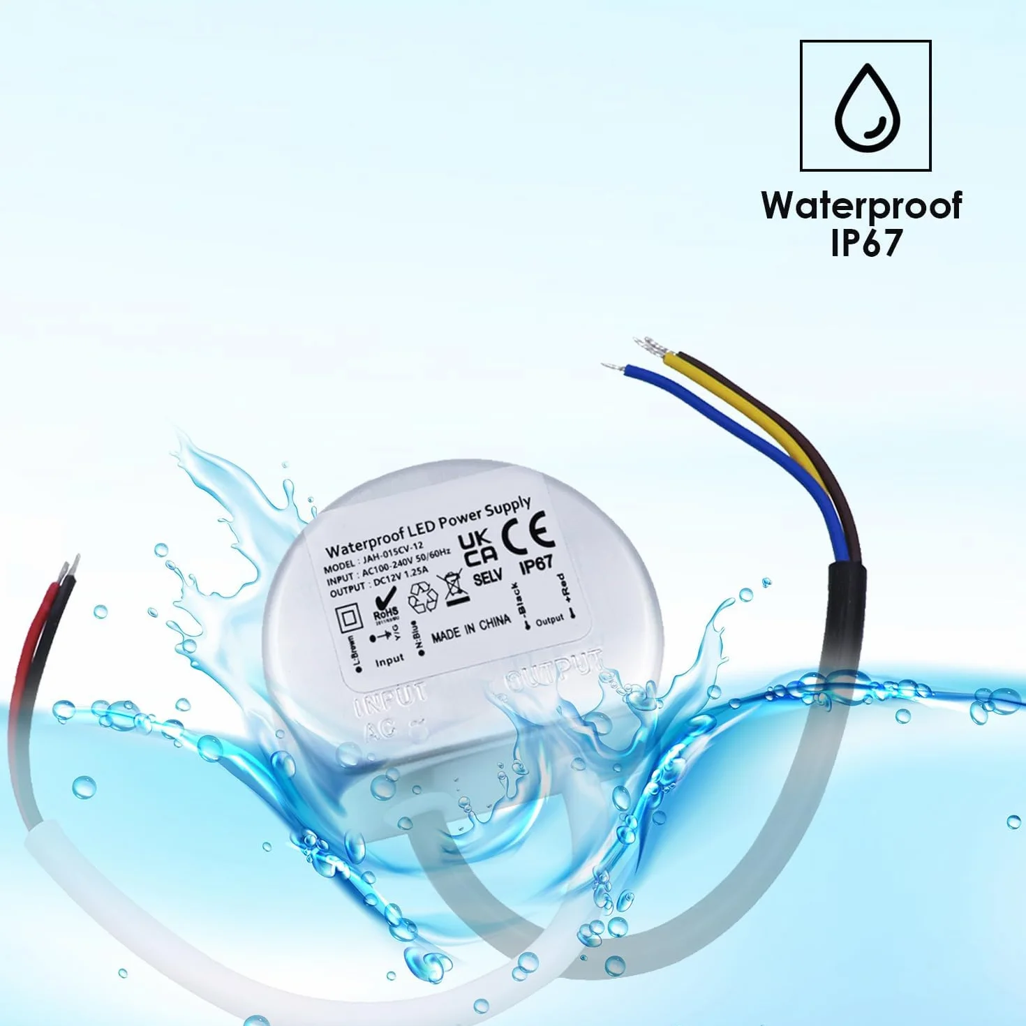Zasilacz sieciowy 12V 1,25A IP67 15W Mini Transformator LED Wodoszczelny