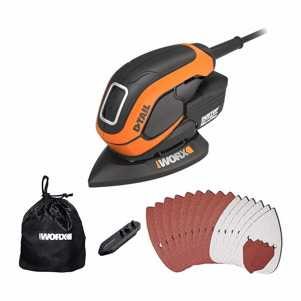 WORX WX648 szlifierka 65 W 230 V ergonomiczna ręczna Duststop mikrofiltr