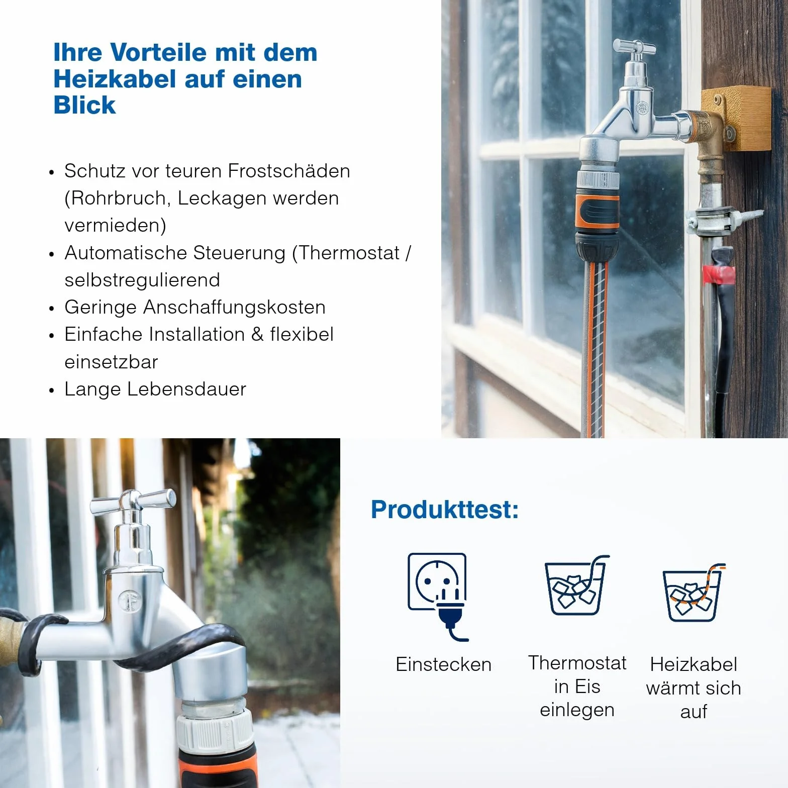 as - Schwabe 67010 Kabel Grzewczy z Termostatem, IP44, 230 V, 50/60 Hz, Długość Kabla 2 m, Czarny