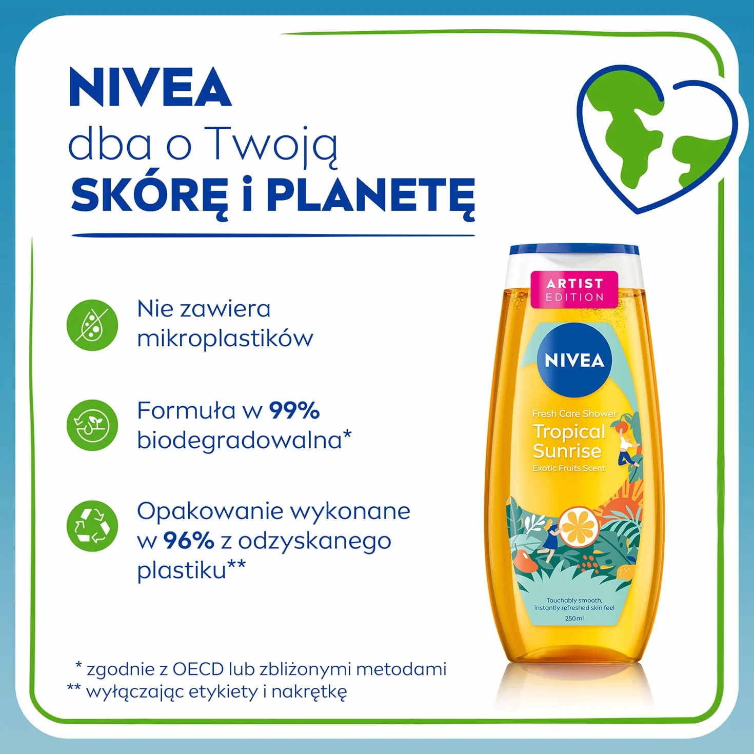NIVEA Tropical Sunrise Odświeżający żel pod prysznic z witaminą C i E - egzotyczne owoce, 250 ml