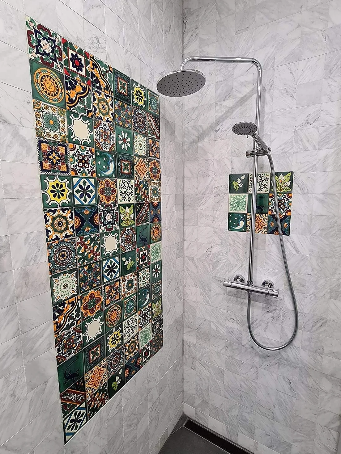 Talavera płytki meksykańskie Verde - 30 meksykańskich płytek 10 x 10 cm, płytki łazienkowe i kuchenne, dekoracja łazienki, prysznica, schodów, tylna ścianka kuchenna