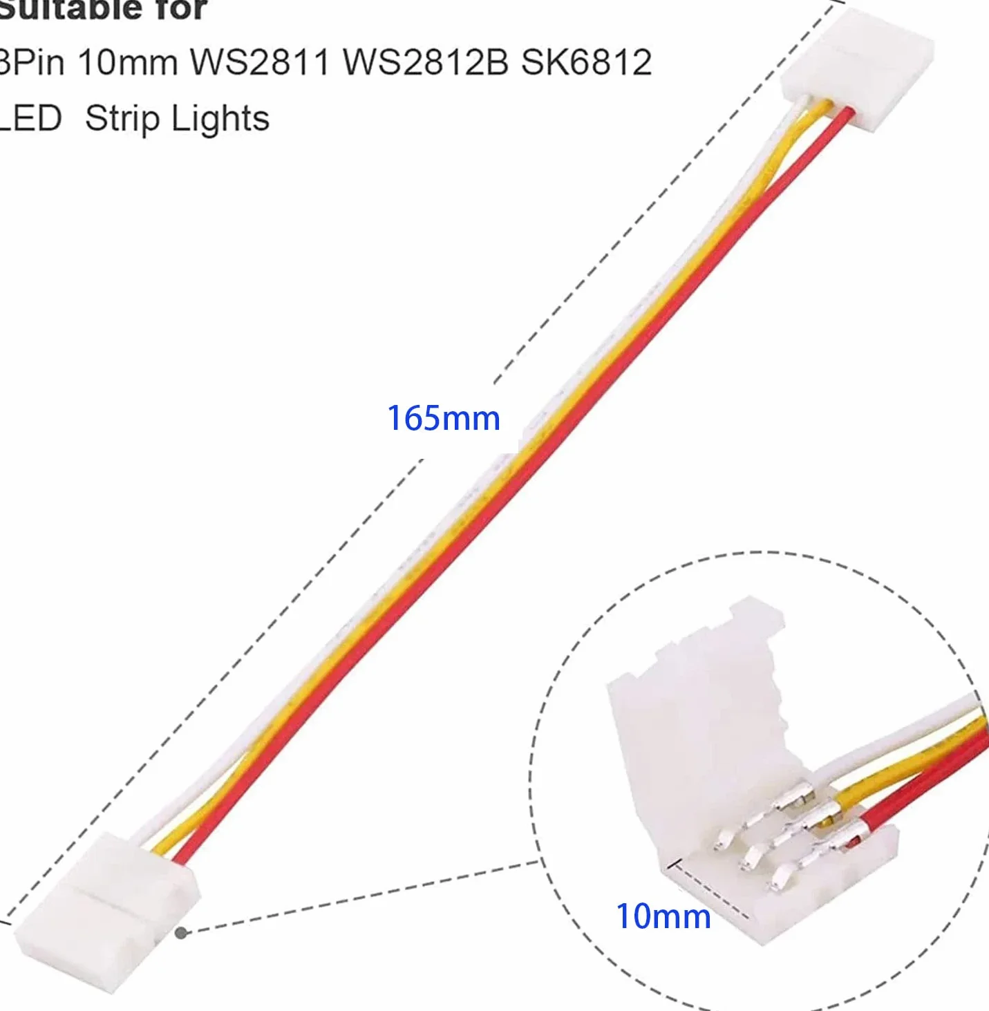 GTIWUNG 40 sztuk 3-biegunowych złączek LED Strip Kit do taśm LED 10 mm 5050 WS2812 WS2811
