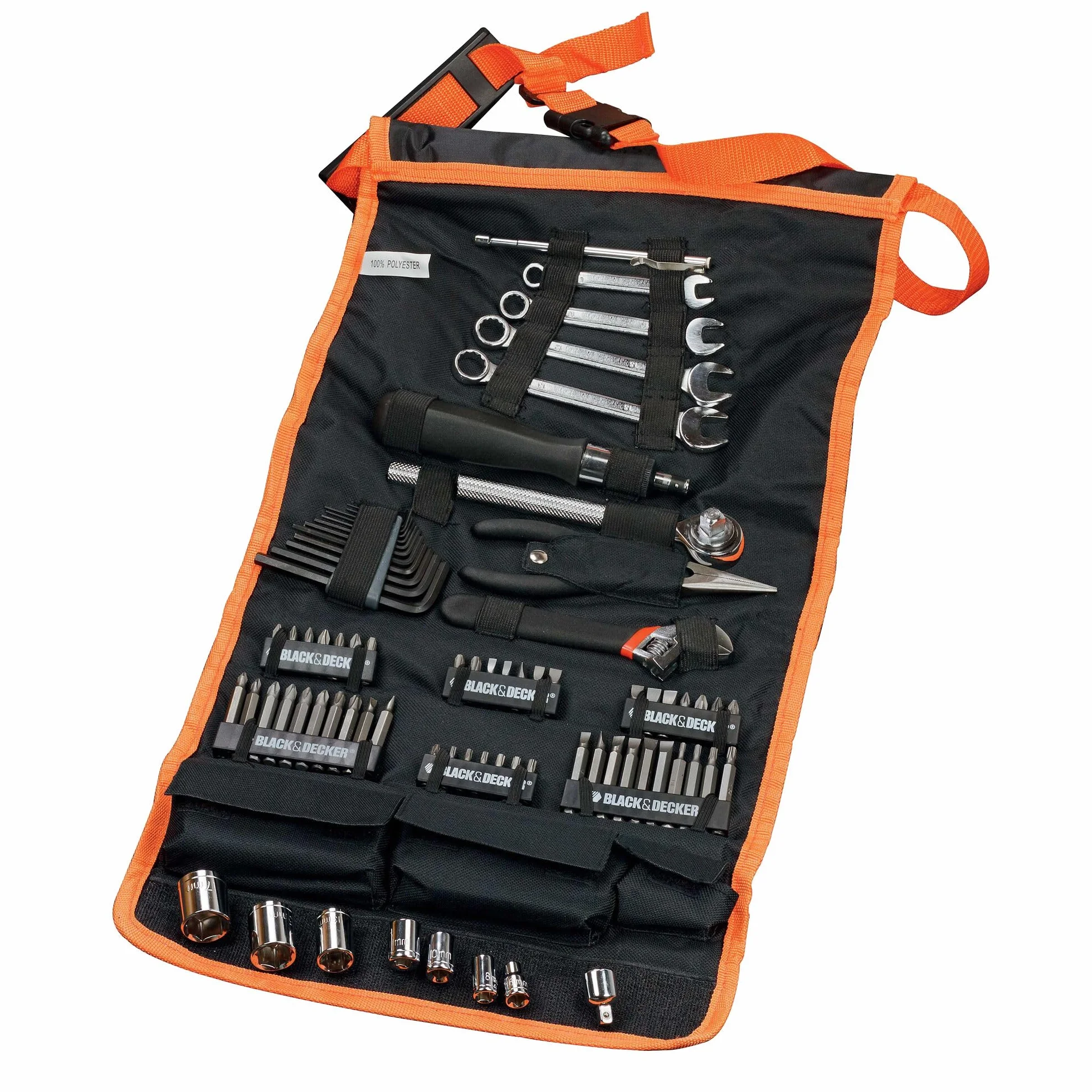 Black+Decker 77-częściowy zestaw narzędzi w torbie do zwijania A7063