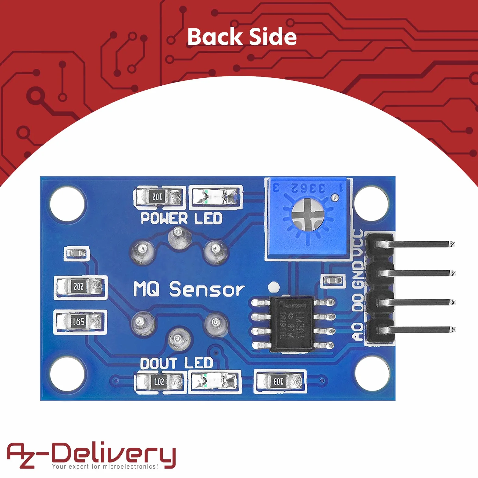 AZDelivery MQ-2 czujnik gazu dymu jakości powietrza moduł kompatybilny z Arduino Raspberry Pi