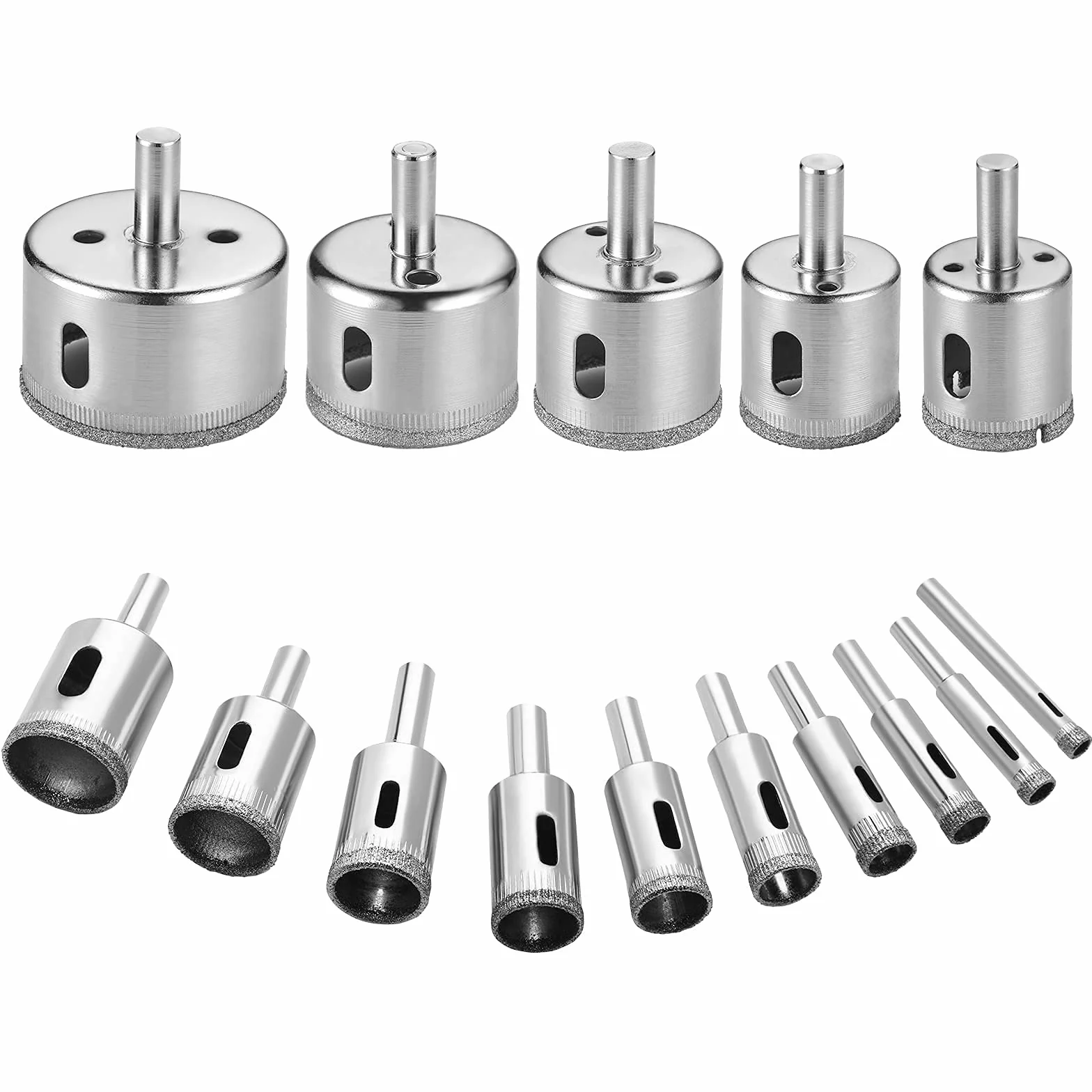 flintronic Wiertło diamentowe zestaw 15 sztuk 8mm-50mm do szkła płytek ceramiki marmuru porcelany