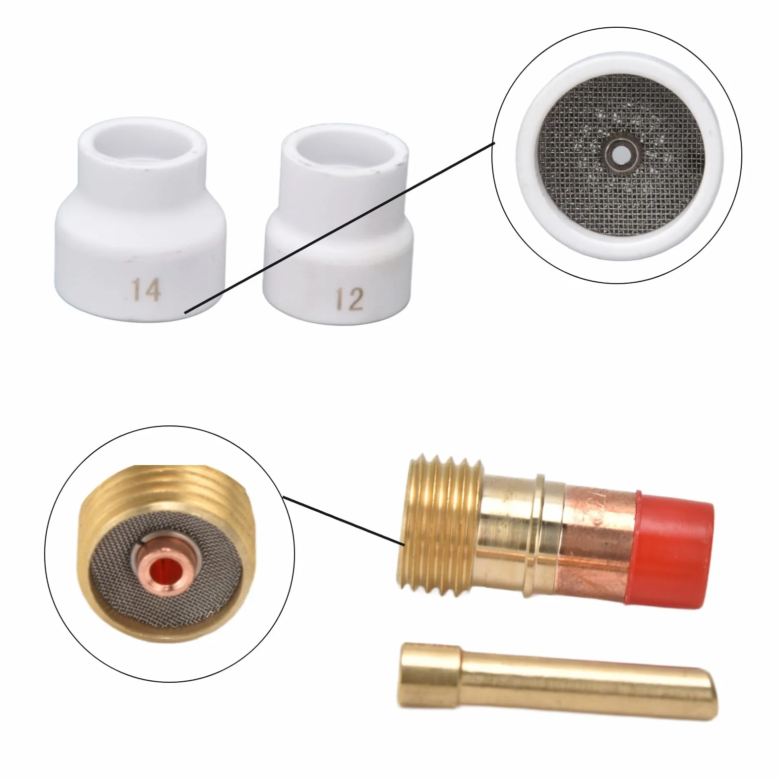TIG Welding Torch Accessory Set Gas Lens for WP 17 18 26 Series Ceramic Nozzle Electrode Holder