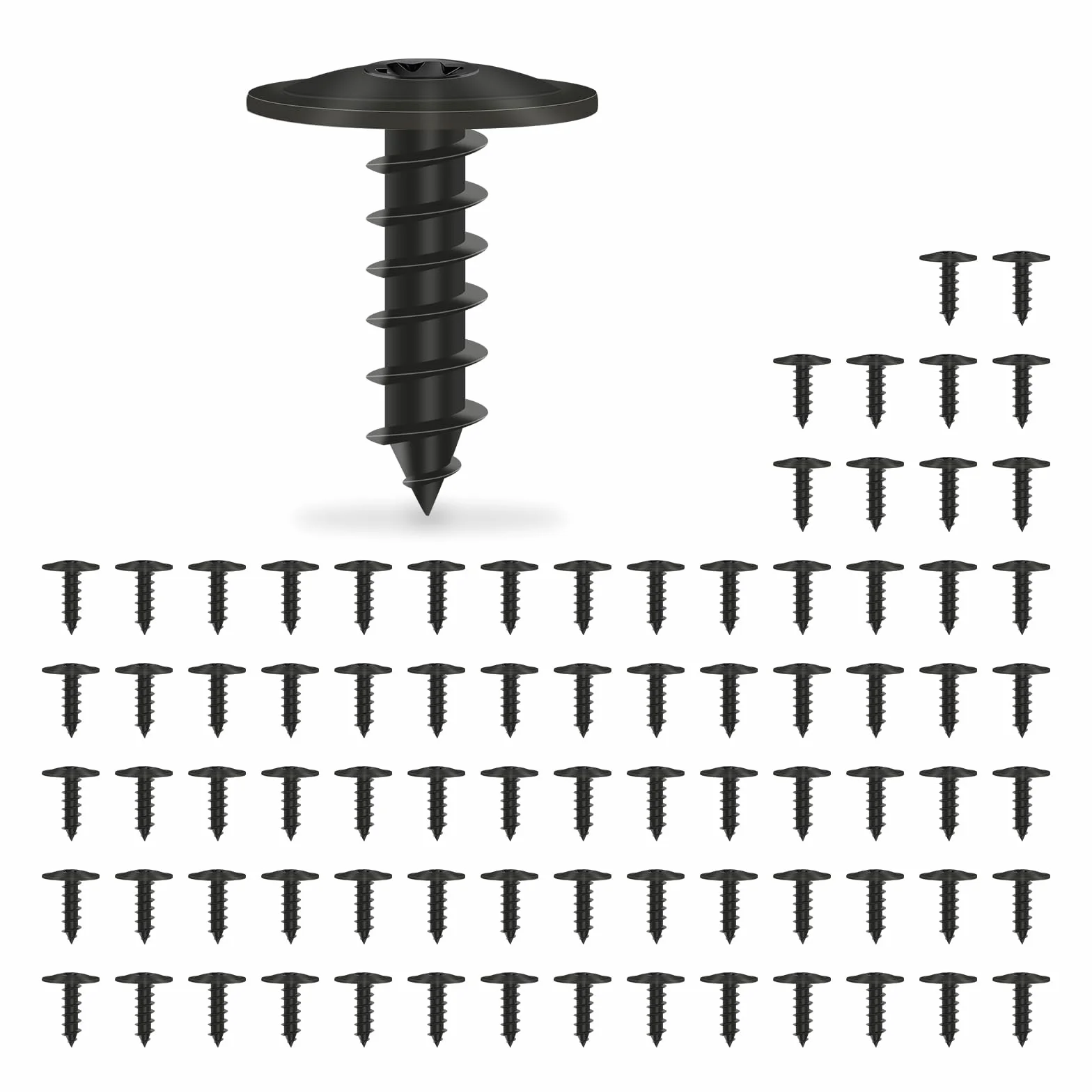 Wkręty blachowe M5 x 16 mm Torx czarne samowiercące 80 sztuk