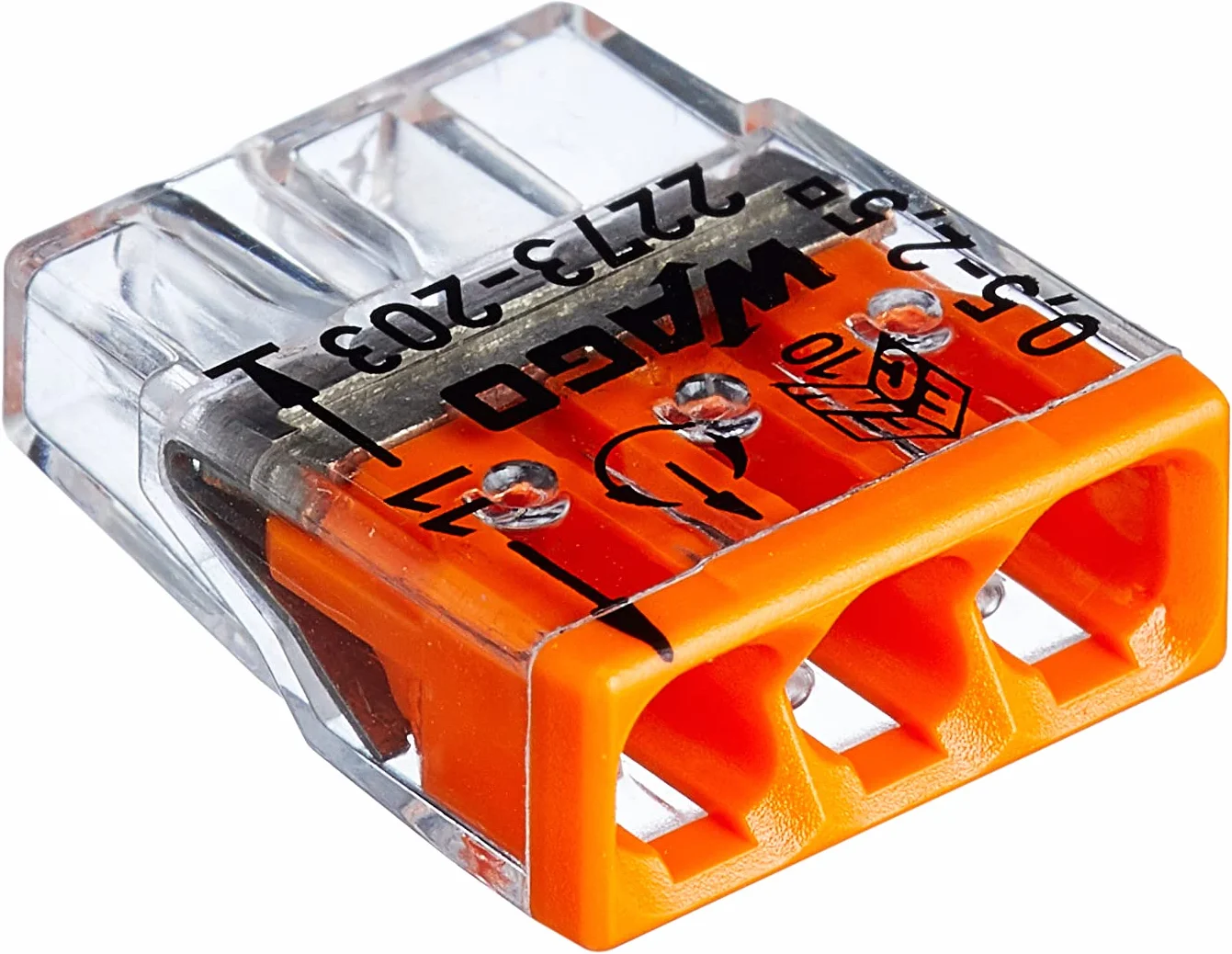 Kopp Wago Compact 3-Przewodowy Zacisk 0,5-2,5 mm² 100 Sztuk Przezroczysty Pomarańczowy