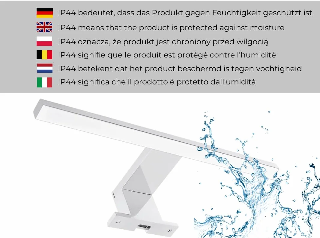 Lampa Łazienkowa LED 40 cm IP44 4000K Neutralna Biel 230V 250lm Chrom