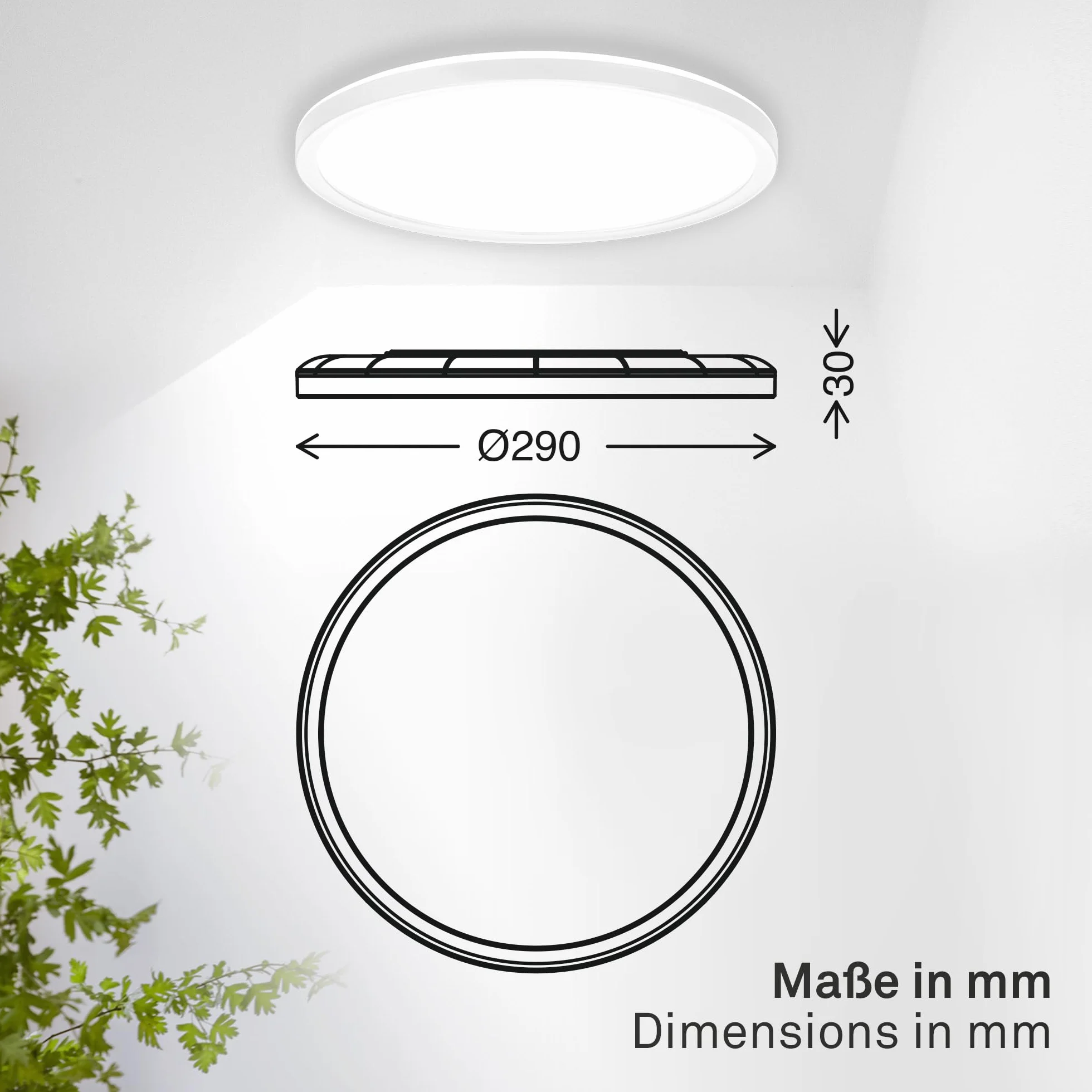 Panel LED B.K.Licht IP44 Lampa Sufitowa 29x3 cm Biały