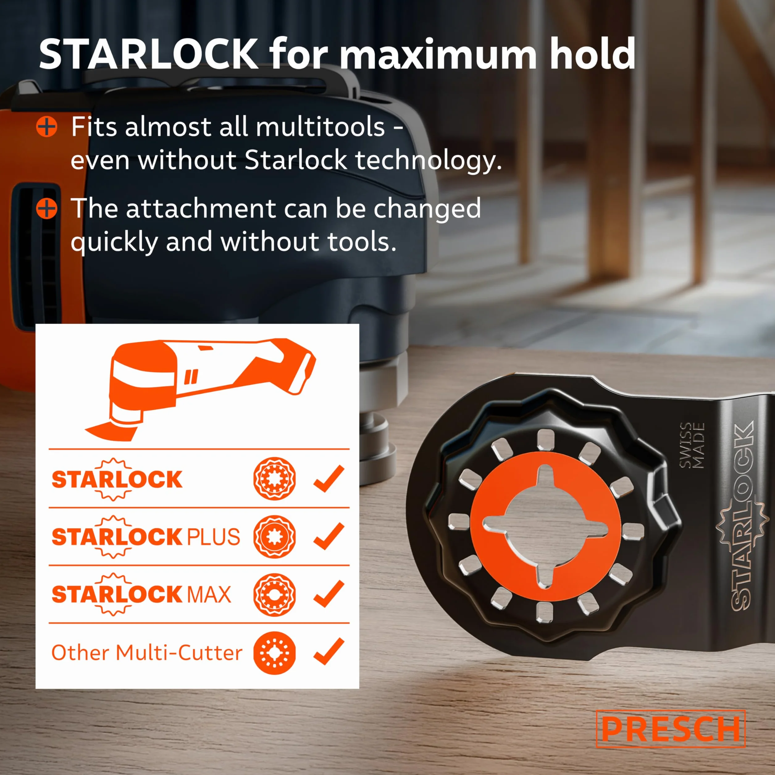 Presch Brzeszczoty Multitoola do Drewna i Metalu 25×10mm - Starlock - Cięcia Bi-Metal
