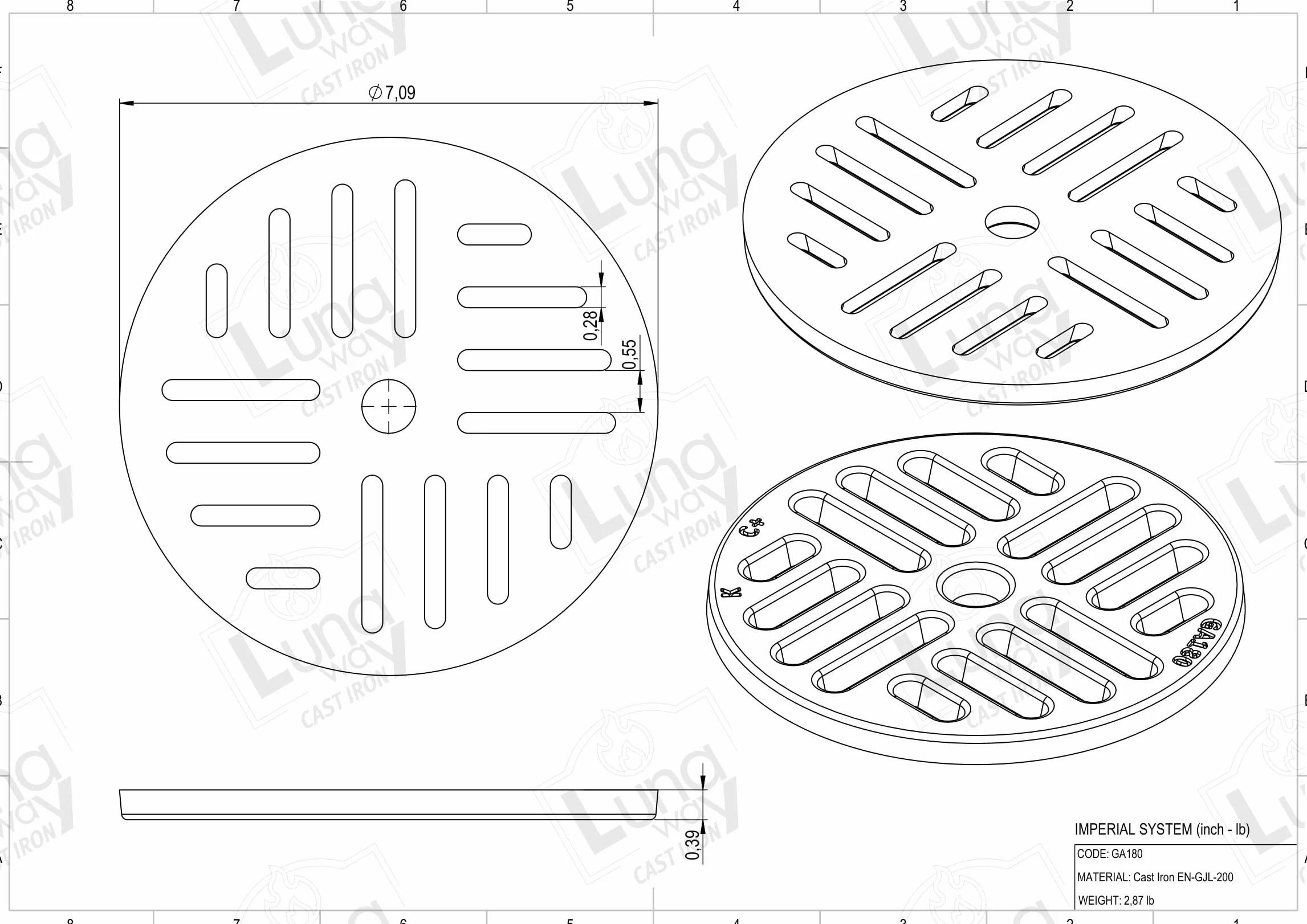 Żeliwny ruszt do popiołu | Uniwersalny zamiennik do pieców opalanych drewnem, kominków termicznych i pieców | grubość 1 cm, zoptymalizowana wentylacja | średnica 18,0 cm