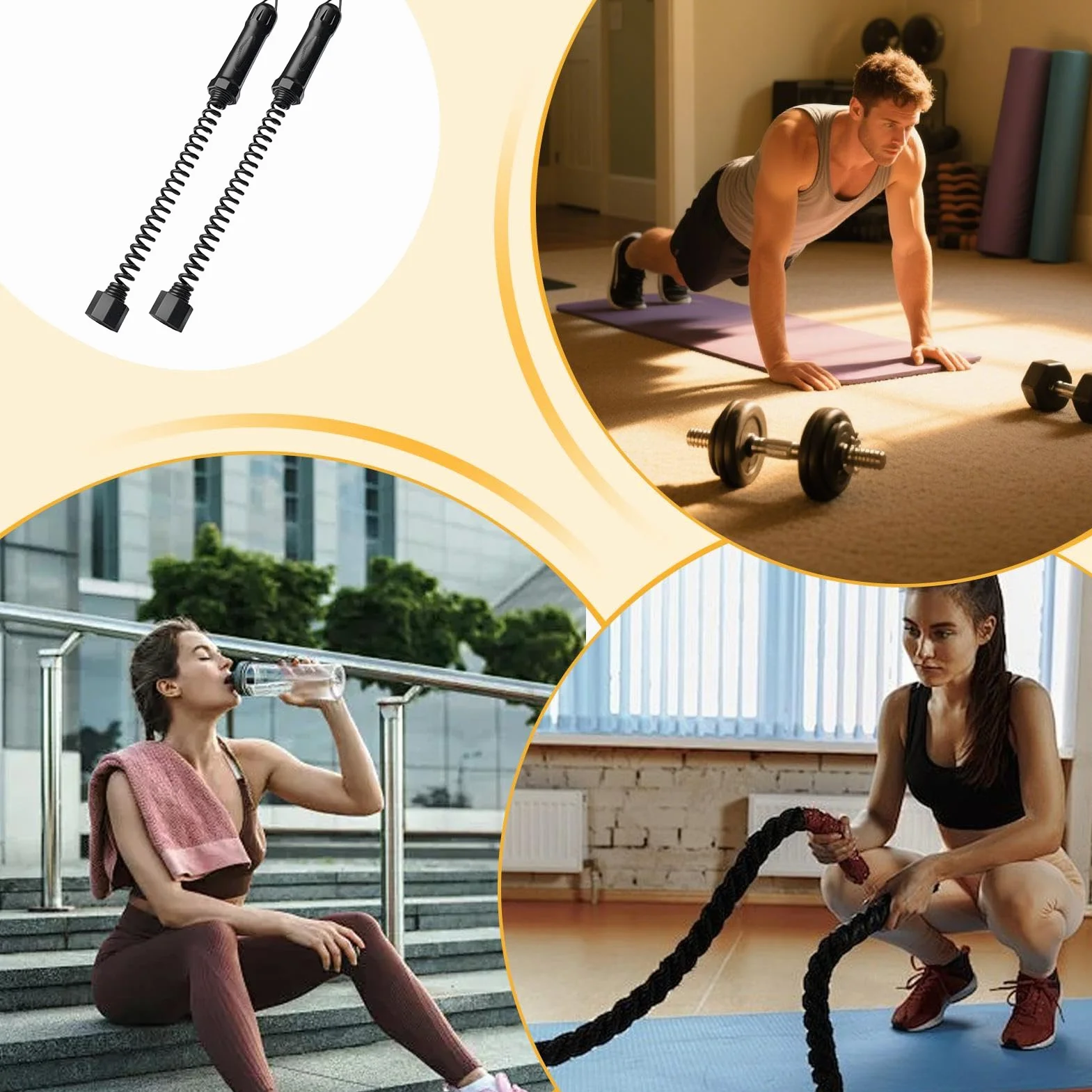 Linka do walki z obciążeniem | Battle Rope do ćwiczeń fitness – przyrząd do treningu siłowego do treningu domowego, studia, rehabilitacji, na kemping