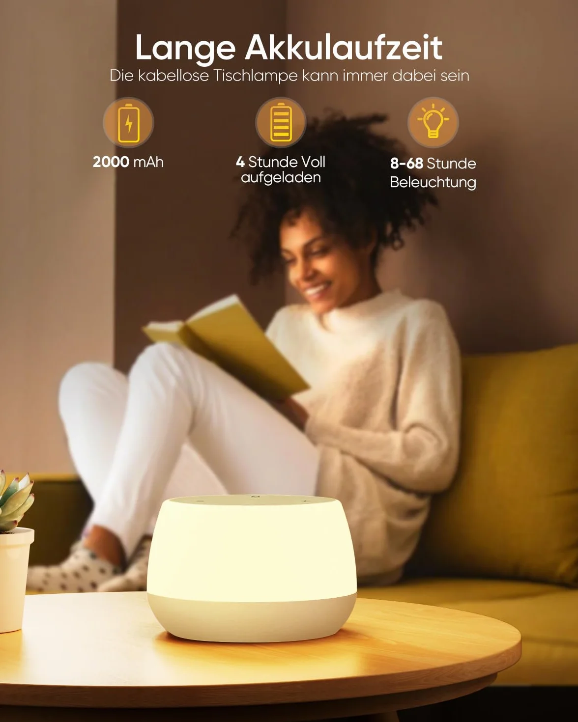 Bonsery Dotykowa lampka nocna LED z timerem, akumulatorowa USB, 9 kolorów, 3 tryby, dla niemowląt