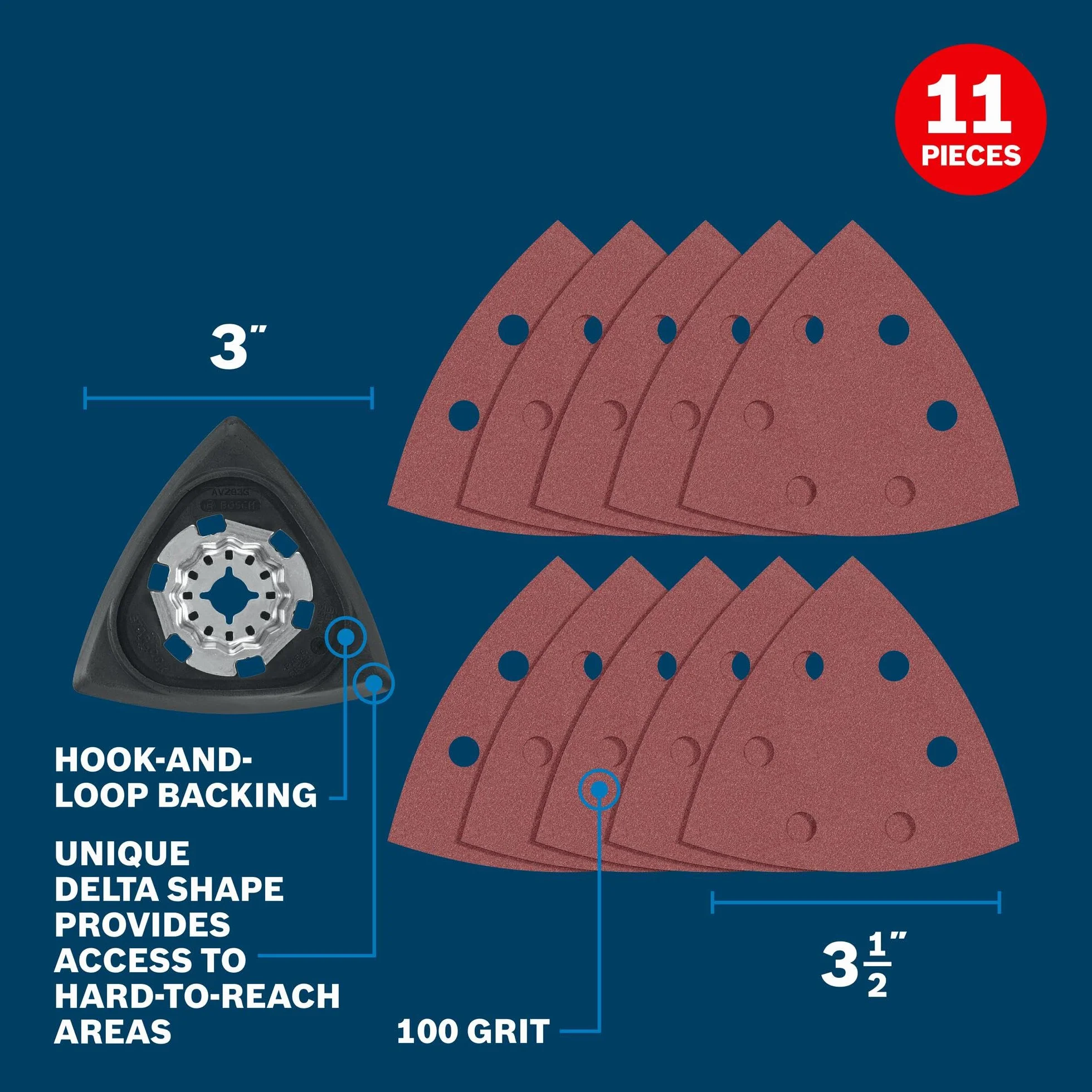 Bosch OSL350SPDK 11 Pc. Starlock Oscillating Multi-Tool Delta Sanding Pad Kit