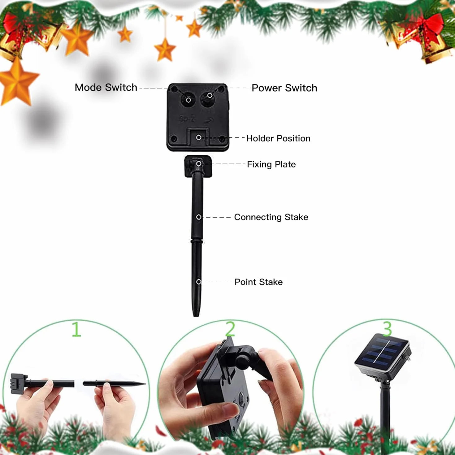 Lampy solarne do ogrodu, zestaw 5 sztuk, oświetlenie bożonarodzeniowe na zewnątrz