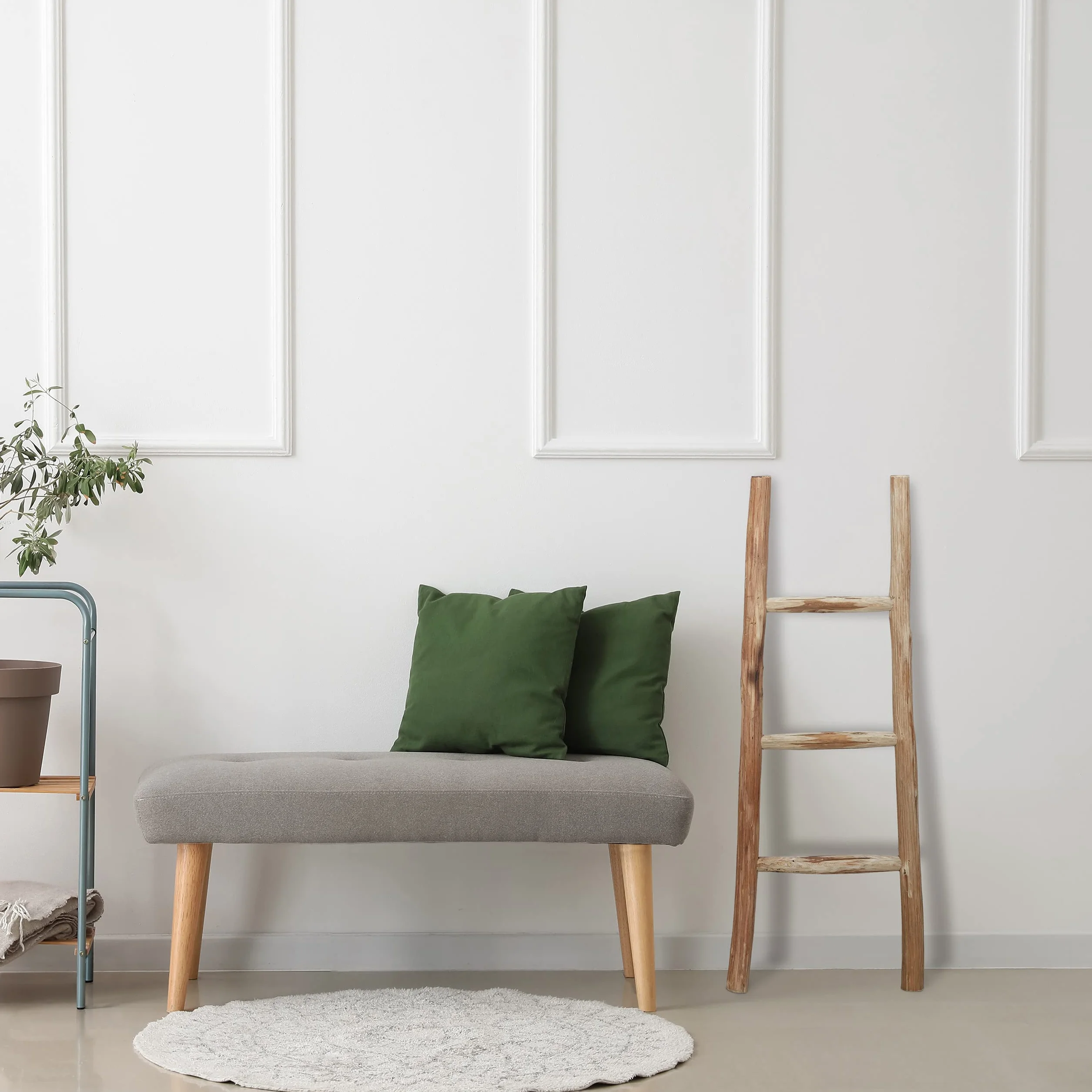 Relaxdays Drabina dekoracyjna drewniana 90 cm 3 szczeble kasztan naturalna