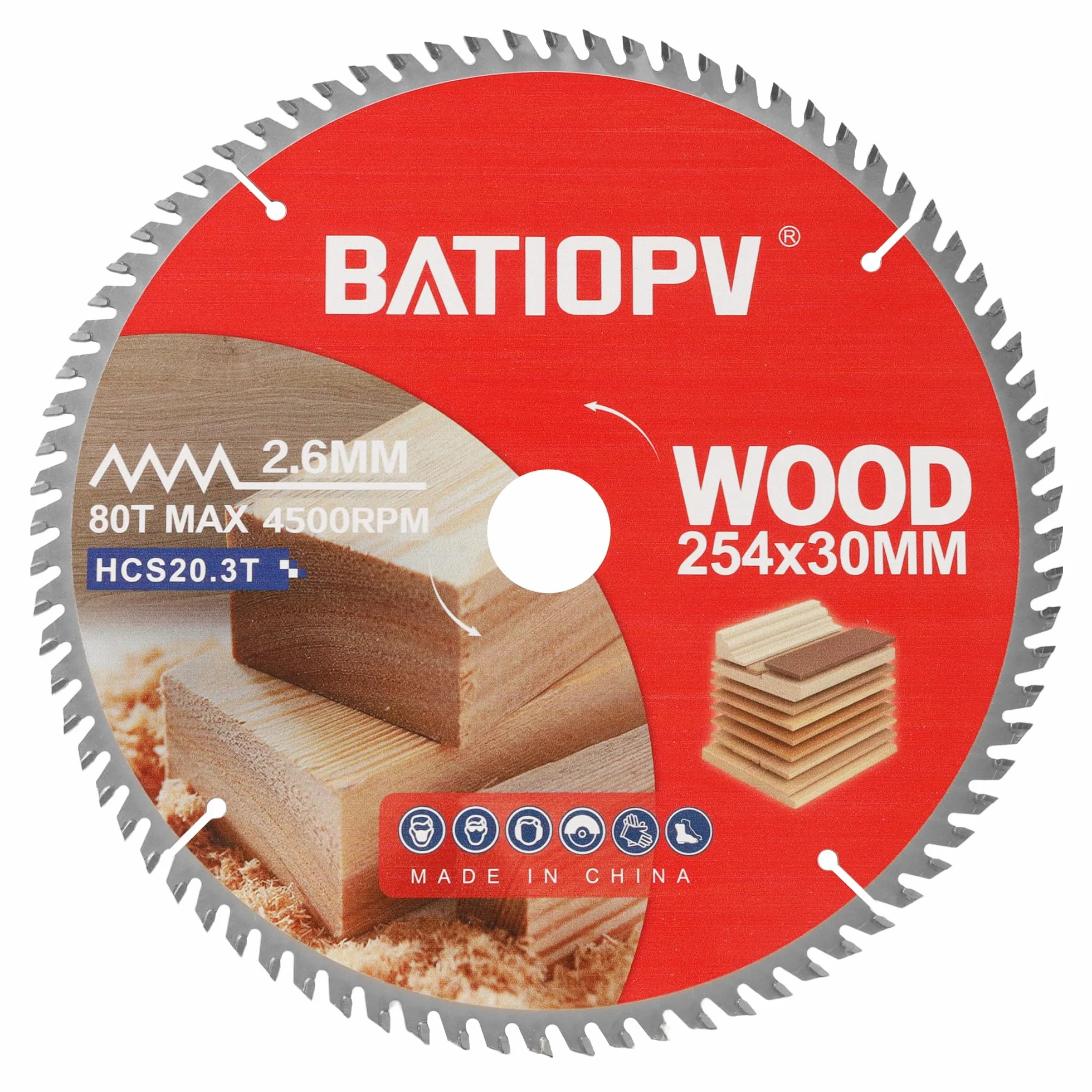 Brzeszczot do piły tarczowej 254 x 30 mm 80 zębów do drewna kompatybilny z Dewalt Makita Bosch Einhell