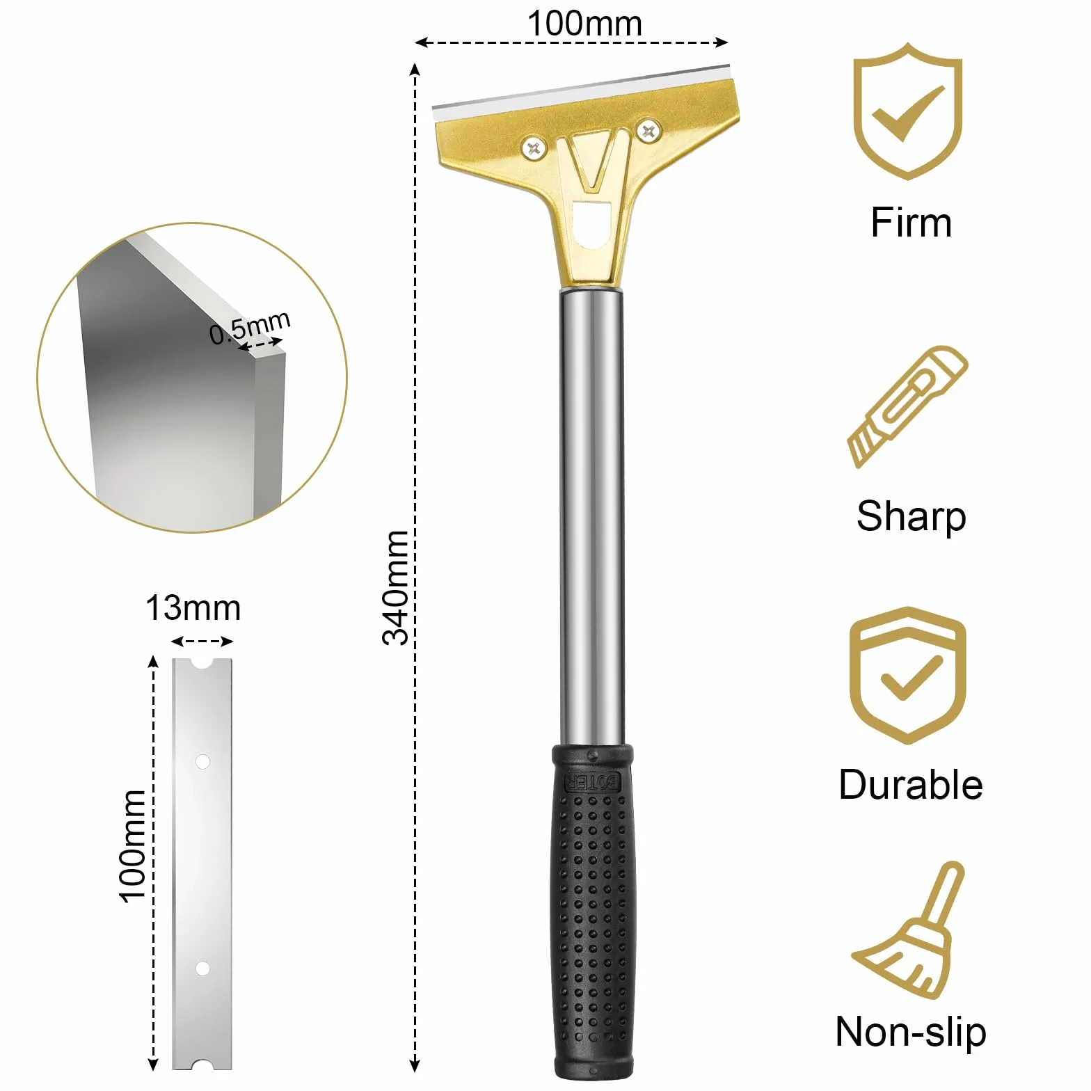 Flintronic skrobak do tapet z gumowym uchwytem 10,2 cm 10 klingi
