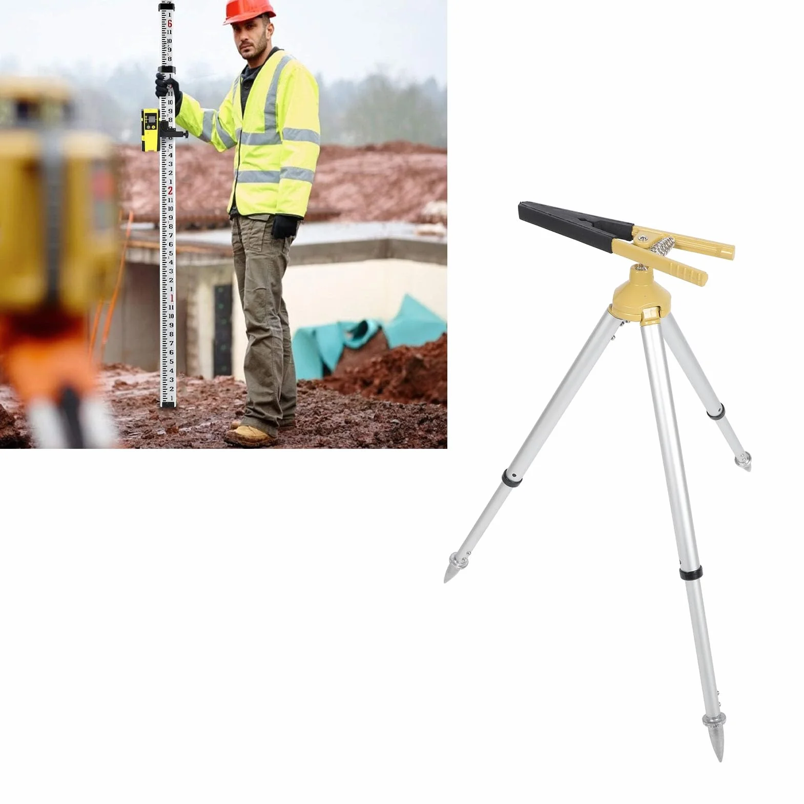 Telituny Stojak na Tachimetr Statyw Aluminiowy 46-60 cm Regulowany Pomiarowy