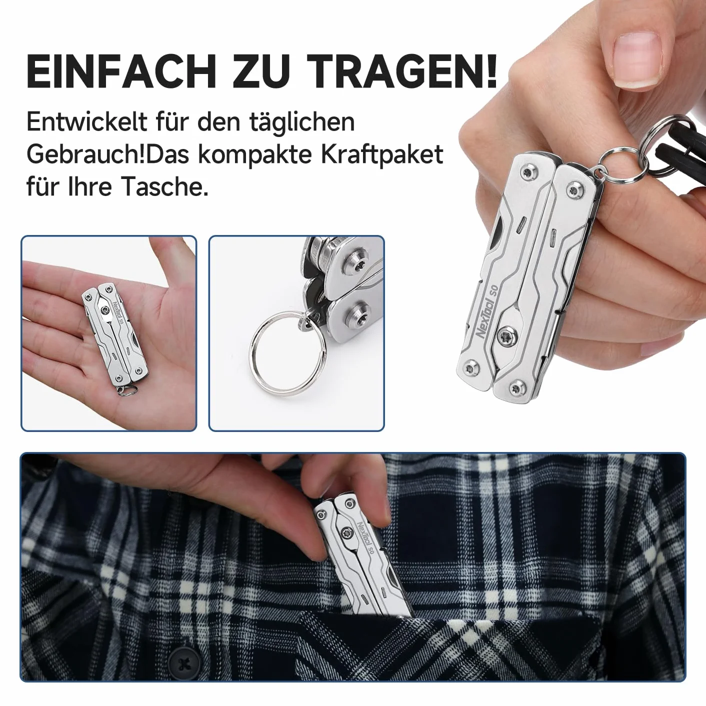 NexTool Wielofunkcyjne mini nożyczki Sailor S0, 8 w 1, mikro narzędzie EDC