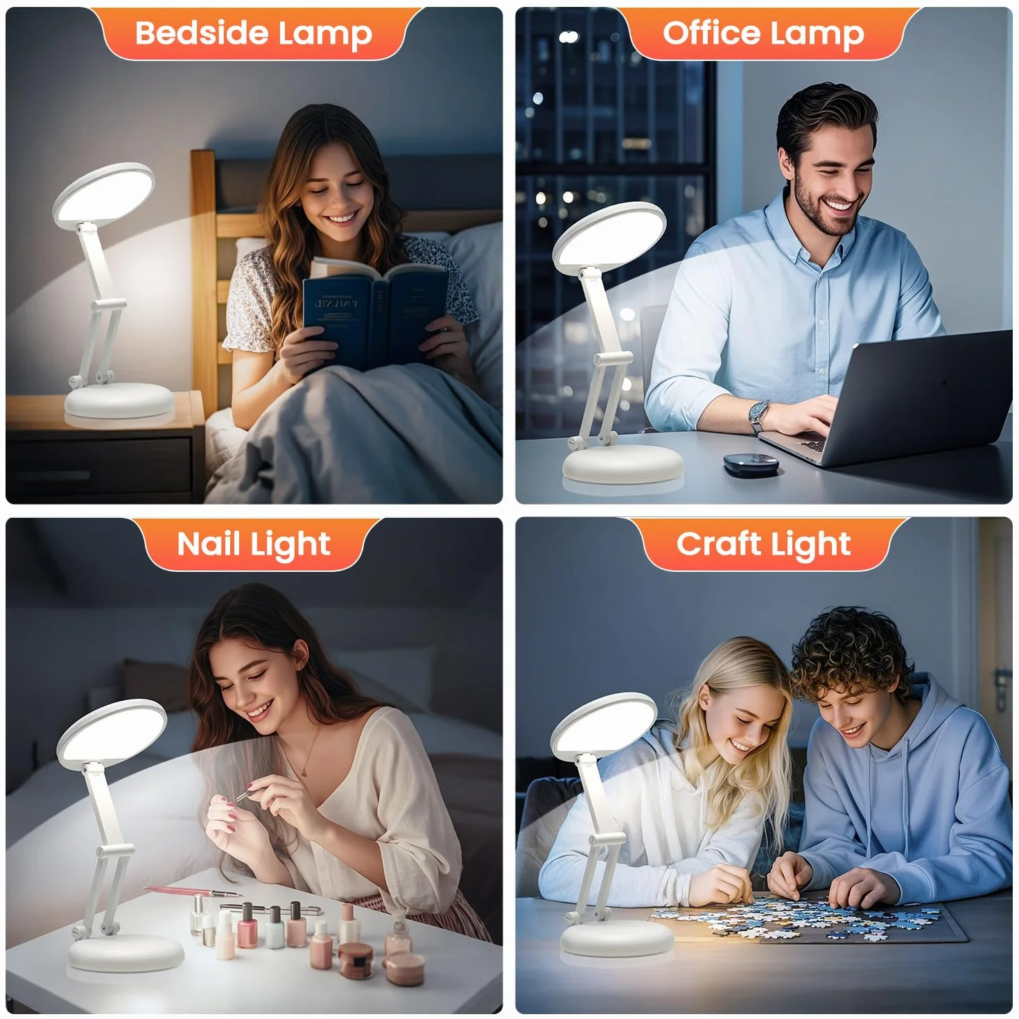 One Fire Lampa do ładowania, 3600 mAh i 120 h, ładowalna lampa stołowa, bezprzewodowa przenośna