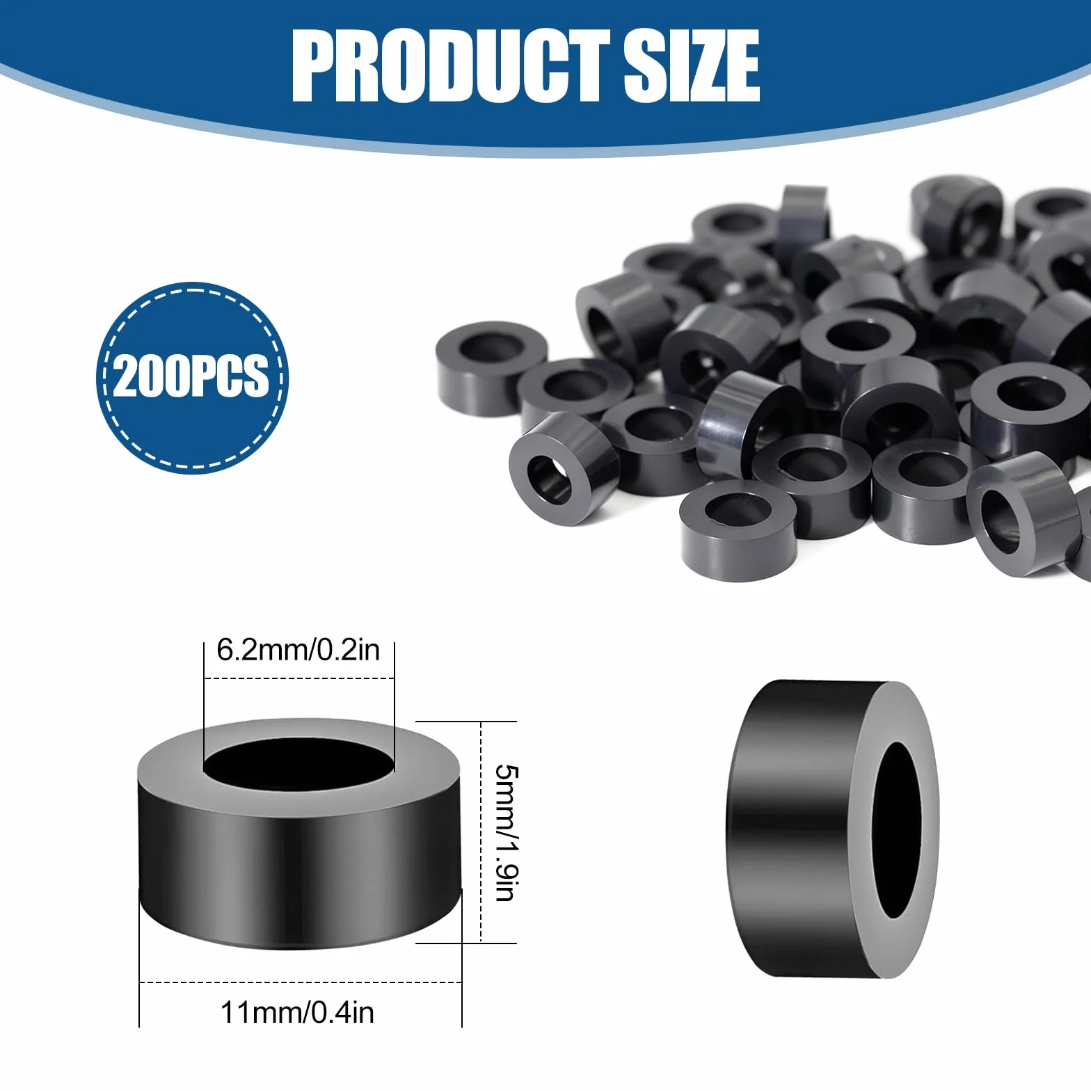 Tulejki dystansowe ABS M6 11x5 mm izolacja gumowe podkładki do płytek drukowanych