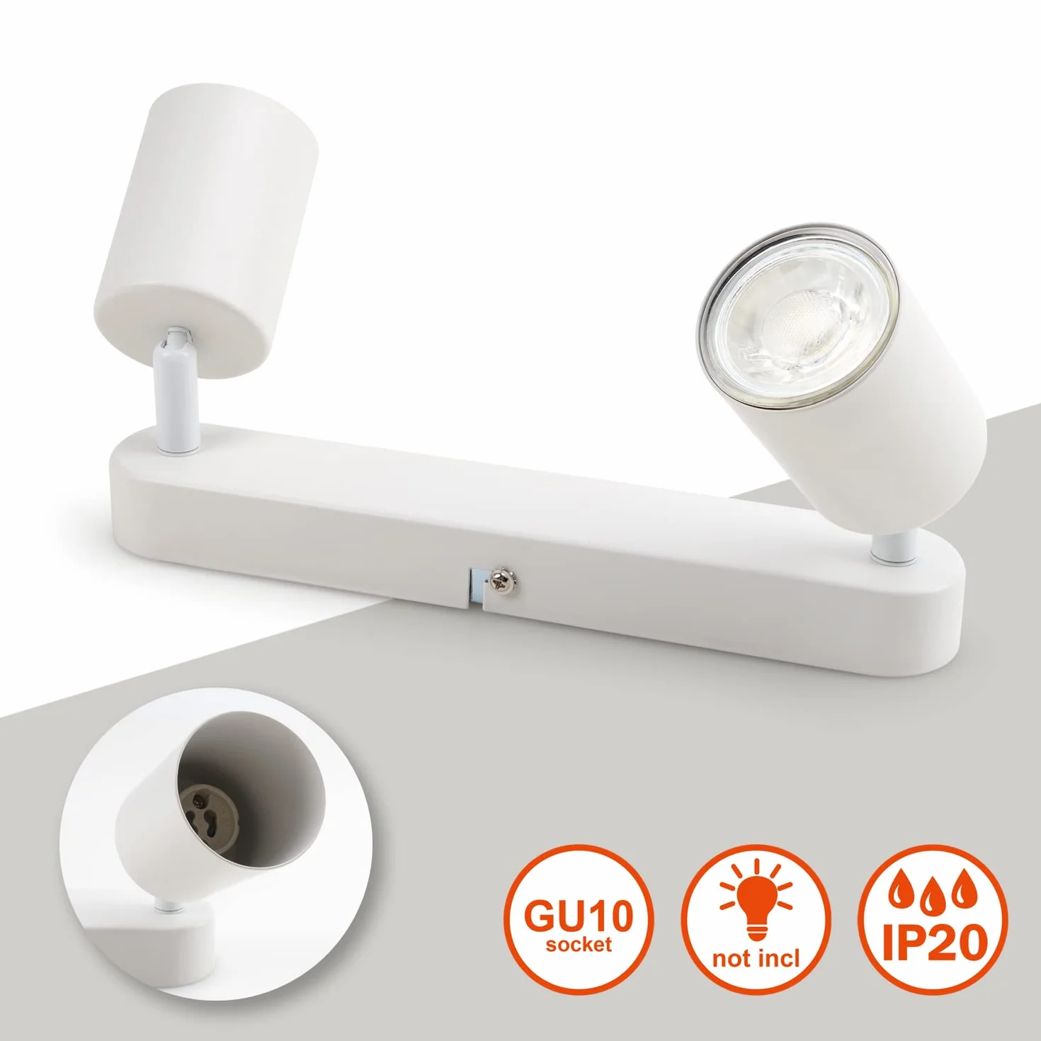 Lampa sufitowa LED GU10 230V biała obrotowa retro vintage