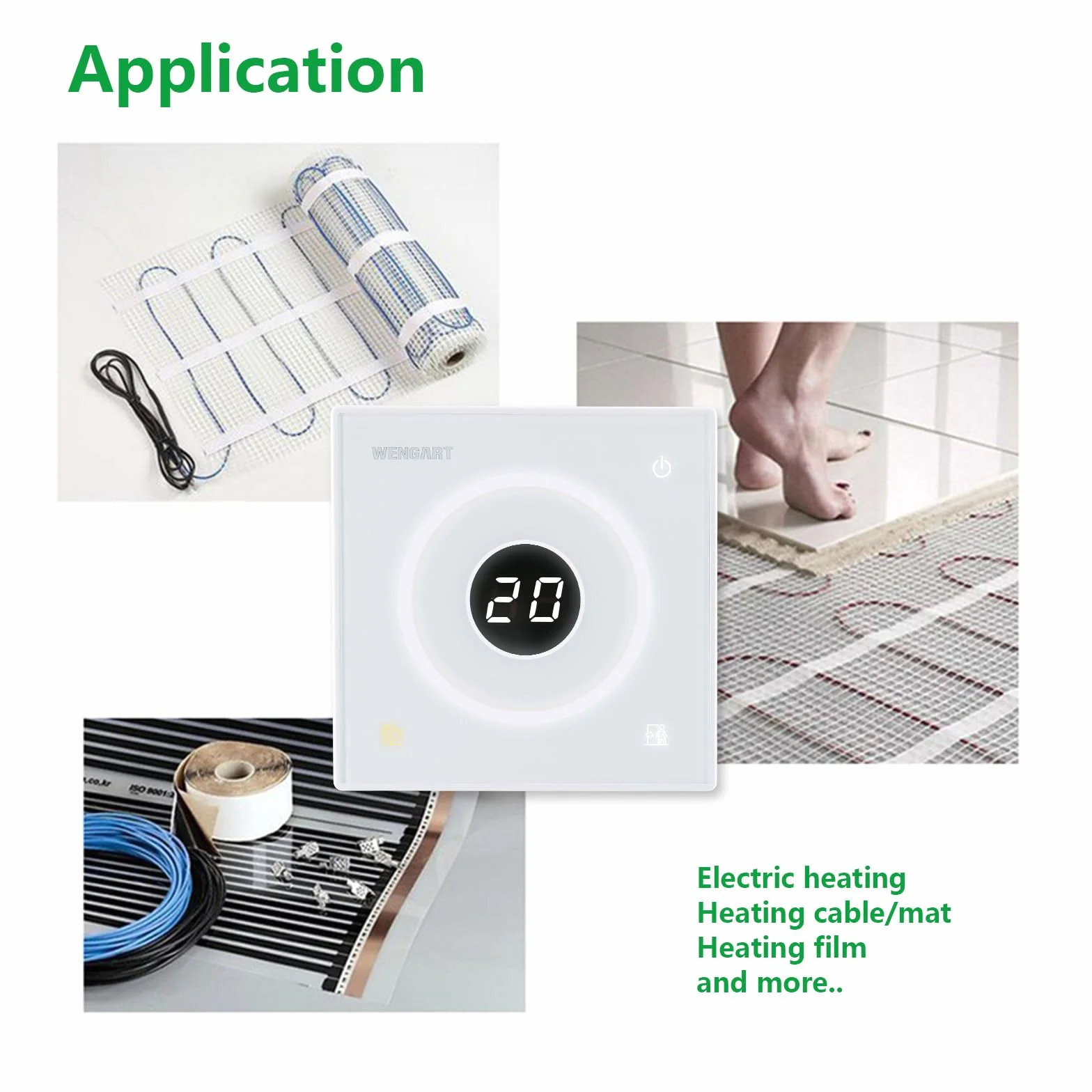 Wengart Inteligentny termostat WG502 AC230V 30A Elektryczny podgrzewacz podłogowy z czujnikiem 3m biały
